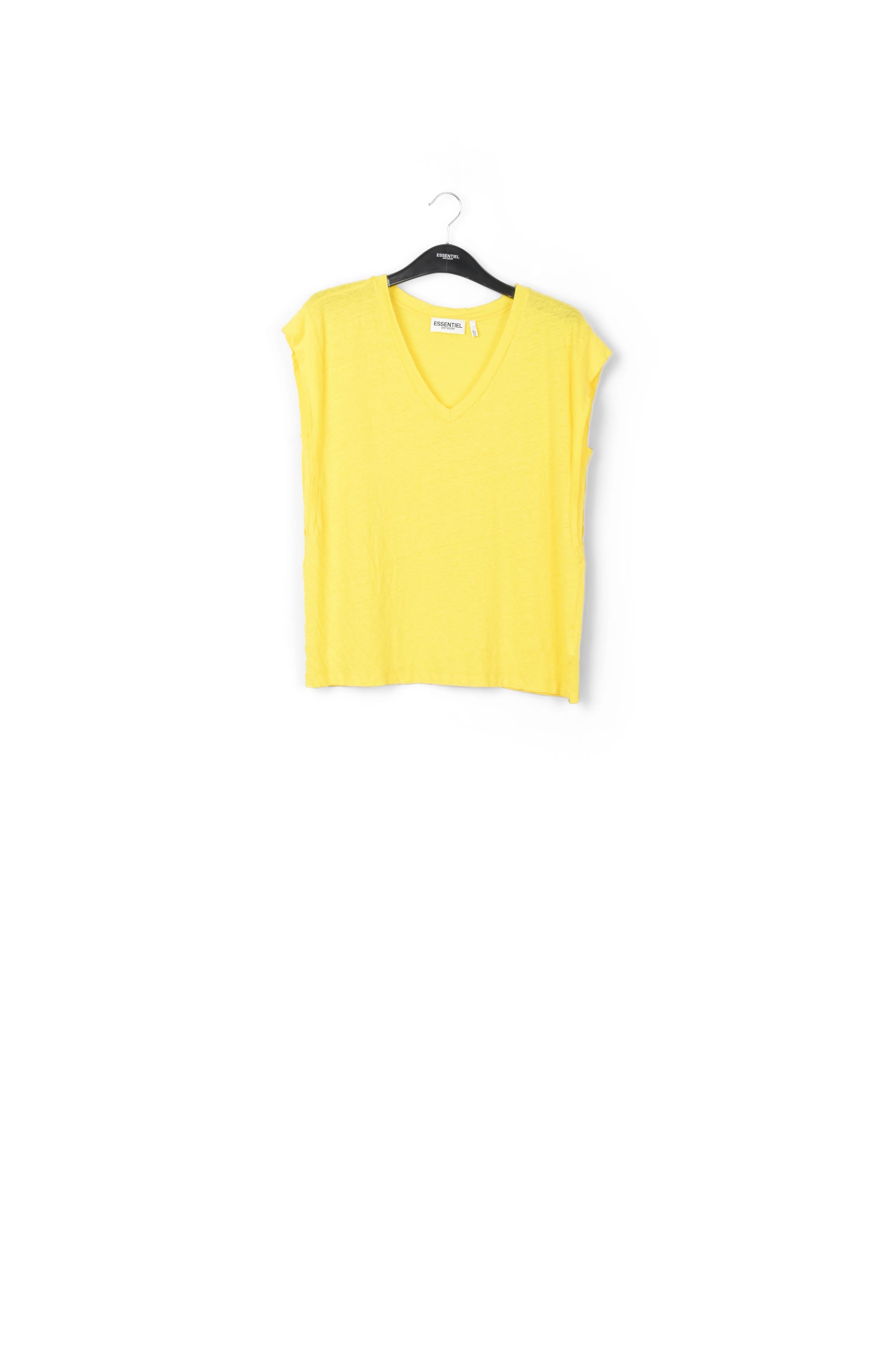Yellow linen V-neck T-shirt RE—SSENTIEL | Essentiel second hand