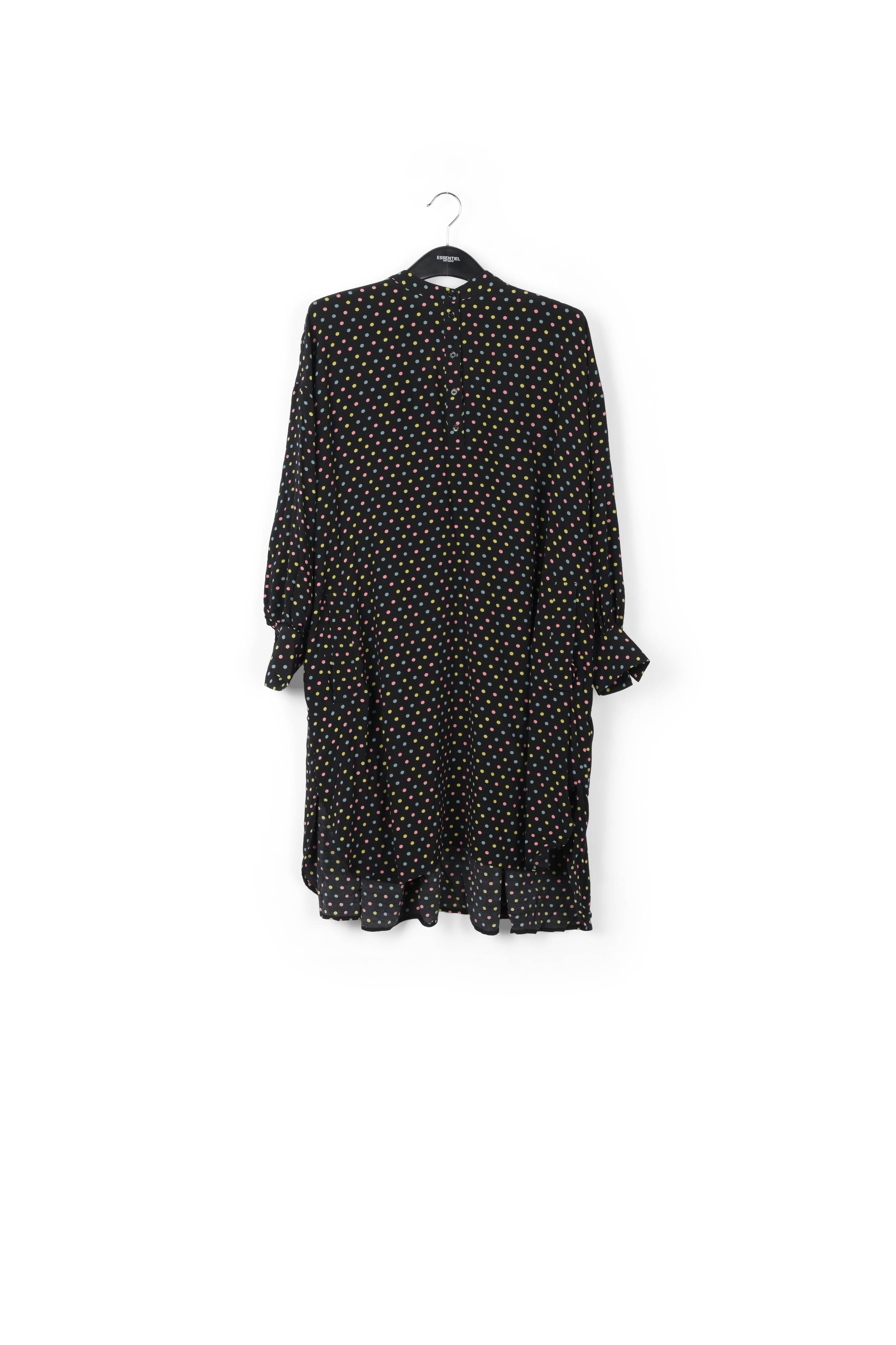 Black polka-dot shirt dress with plissé backside RE—SSENTIEL | Essentiel second hand