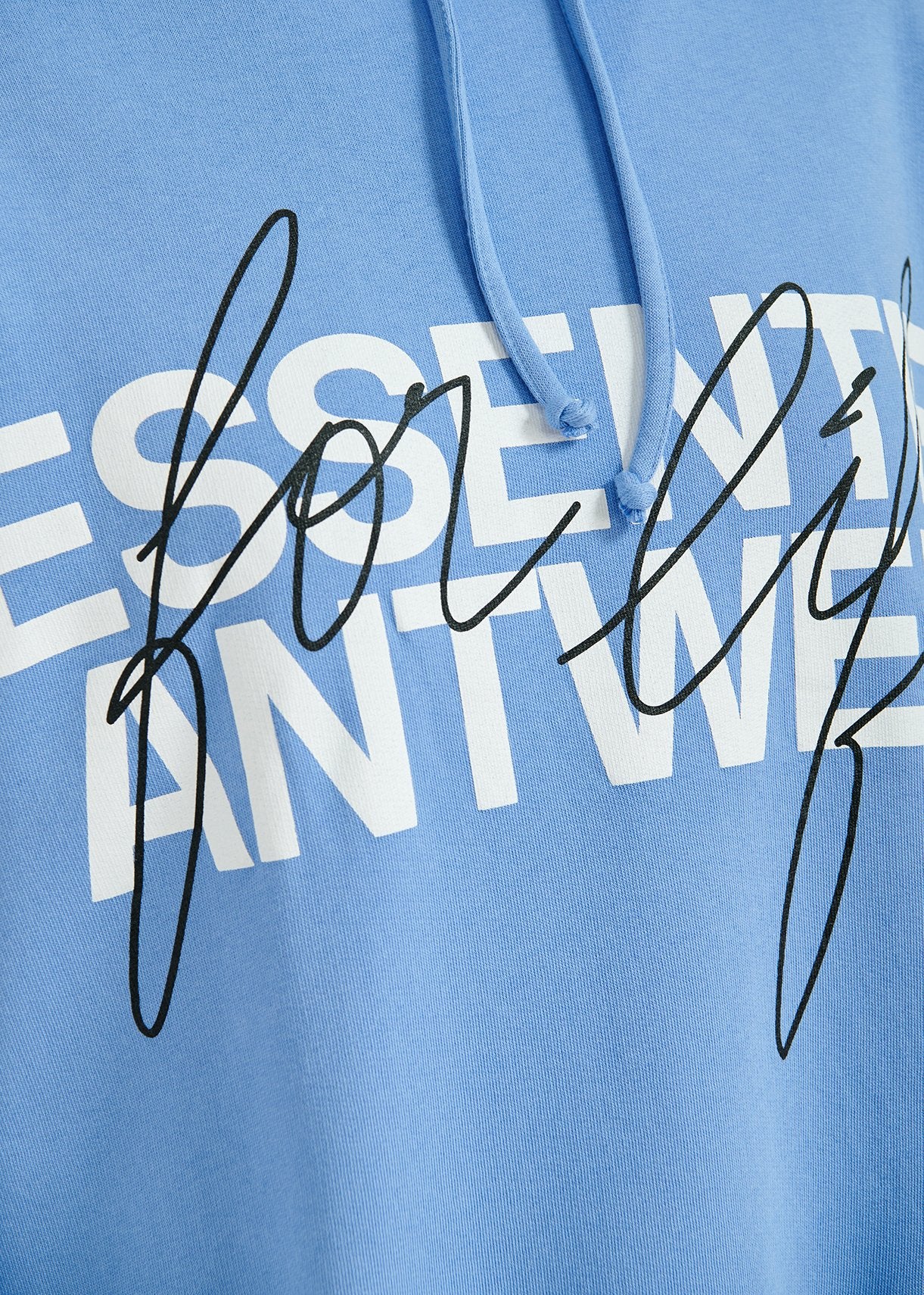 Blue organic cotton-jersey hoodie with logo print RE—SSENTIEL | Essentiel second hand