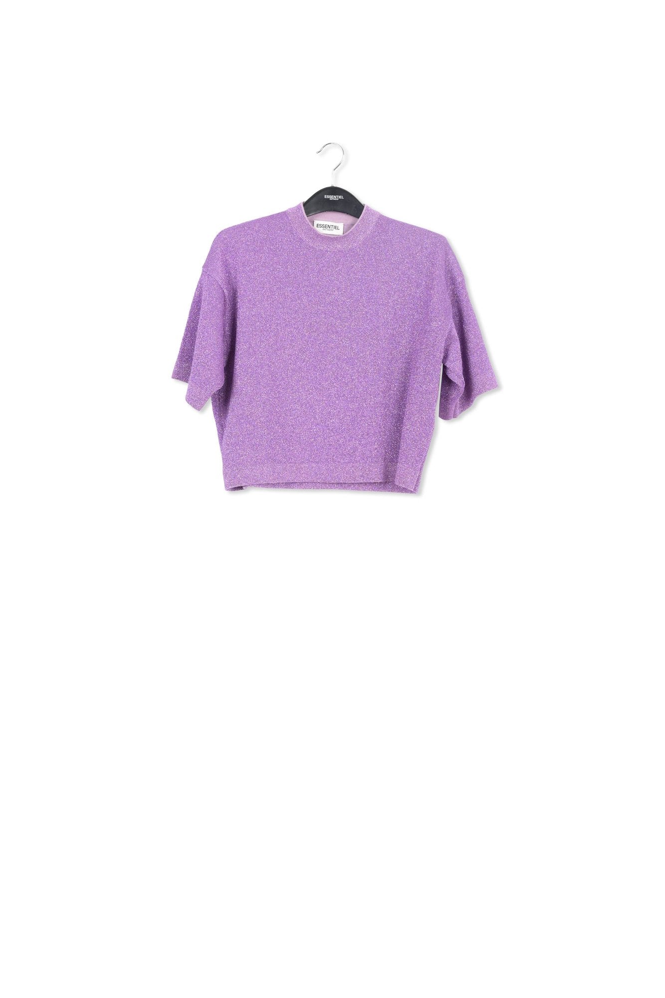 Purple lurex short-sleeved sweater RE—SSENTIEL | Essentiel second hand