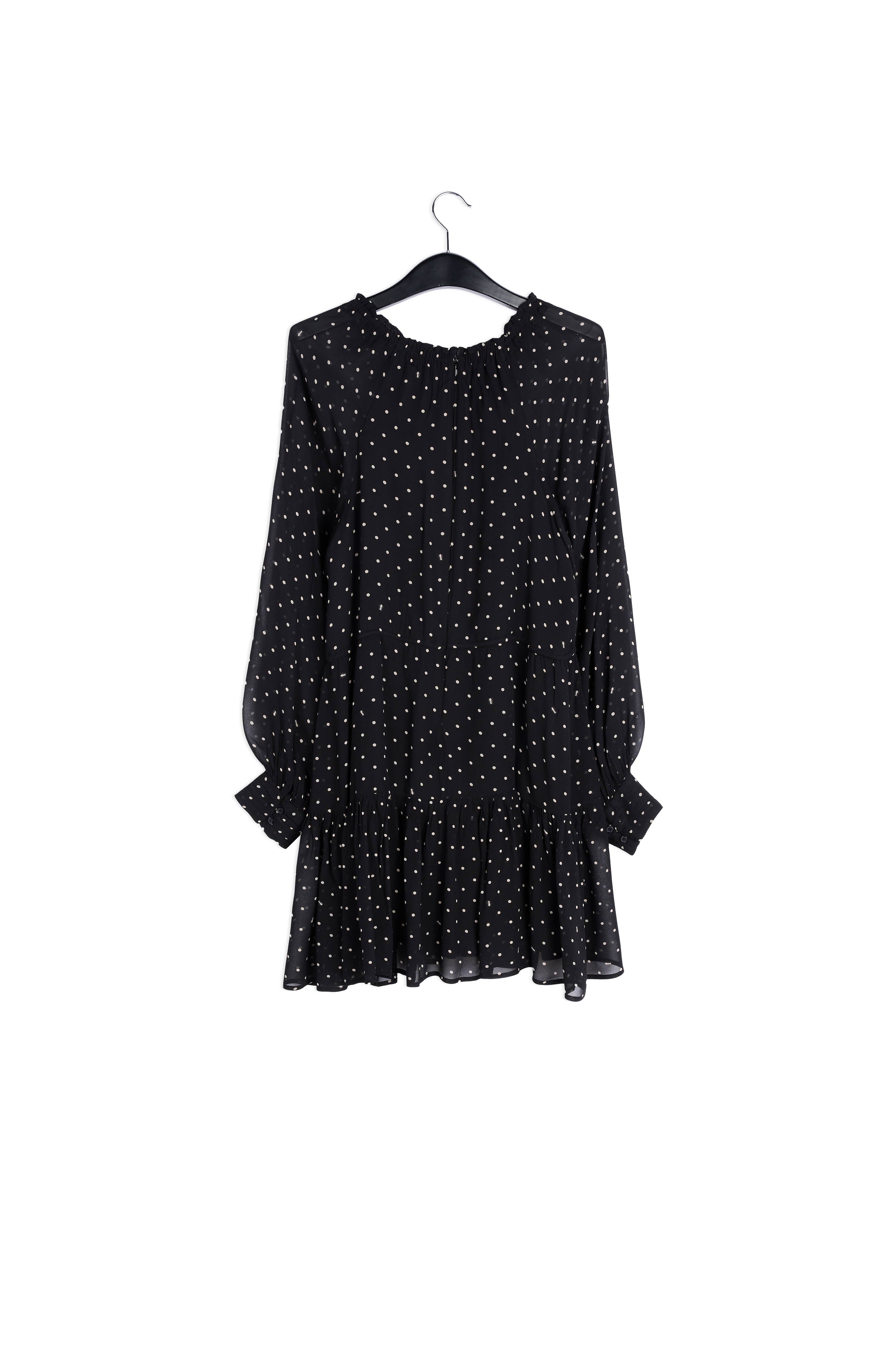 Zwart en gebroken witte mini-jurk met stippen RE—SSENTIEL | Essentiel second hand