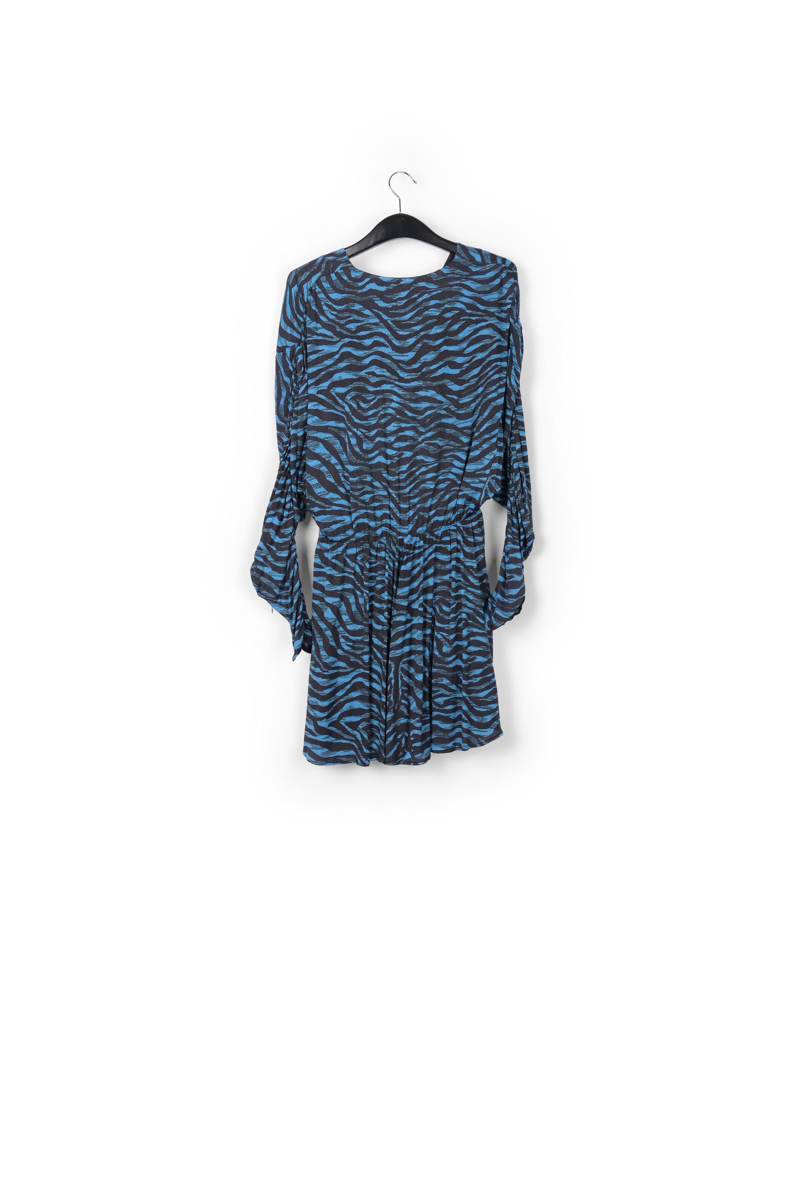 Mini-robe volumineuse zébrée turquoise et noir RE—SSENTIEL | Essentiel second hand