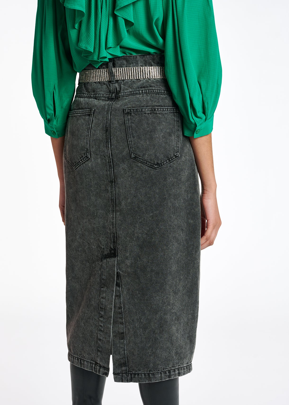 Dark grey denim pencil skirt RE—SSENTIEL | Essentiel second hand