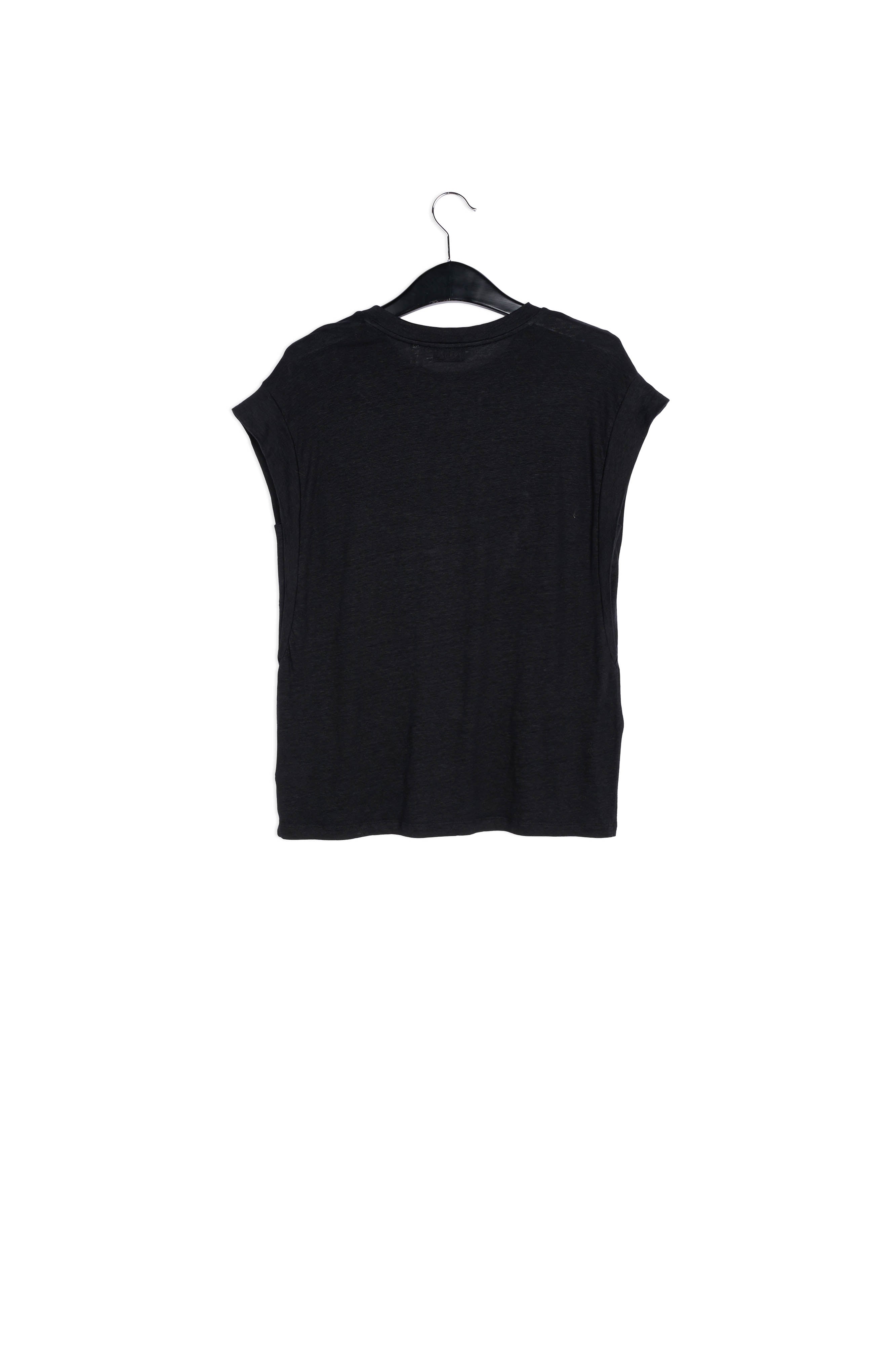 Black linen relaxed-fit T-shirt RE—SSENTIEL | Essentiel second hand