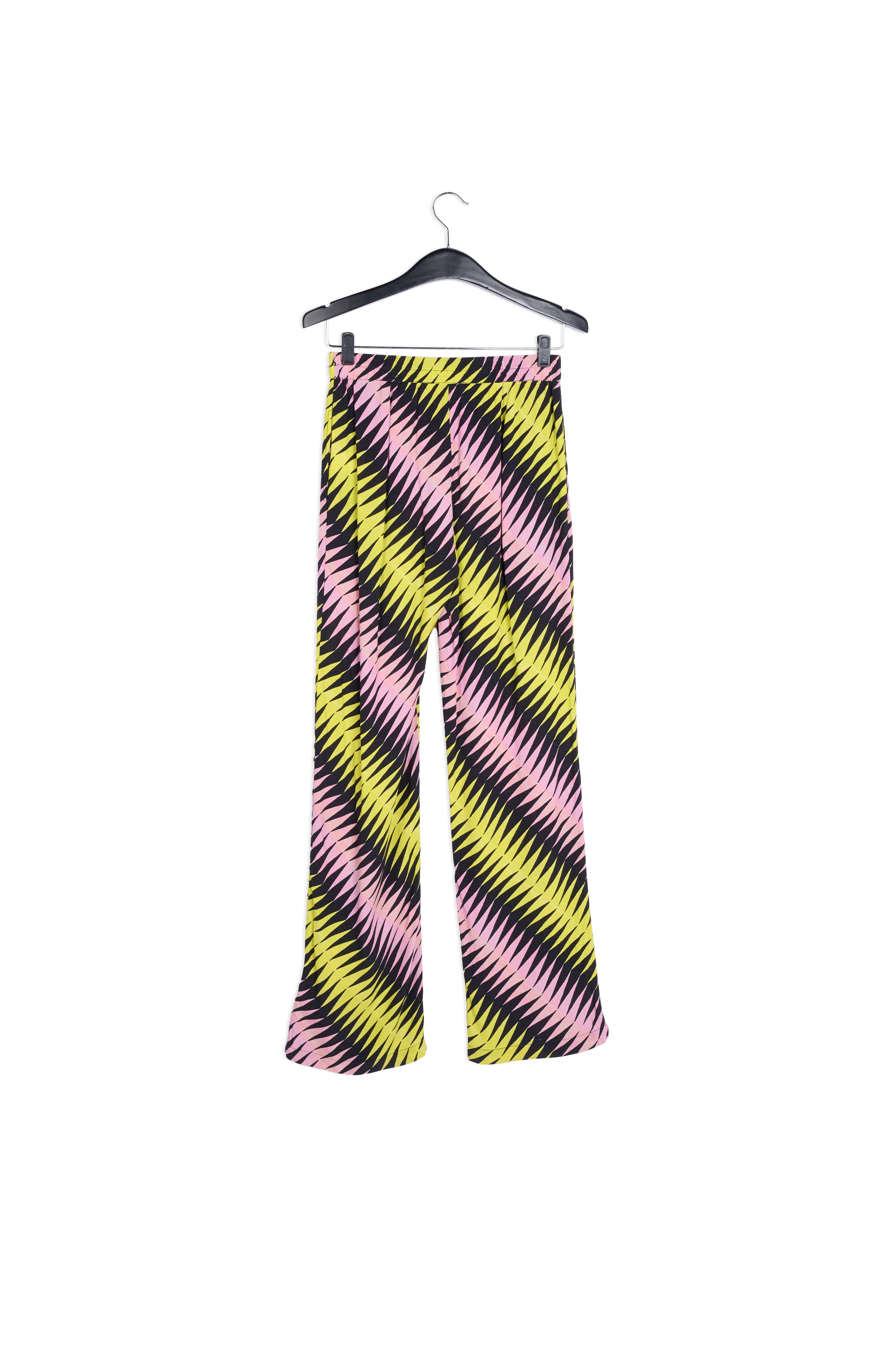 Pink, black and yellow graphic print wide-leg pants RE—SSENTIEL | Essentiel second hand