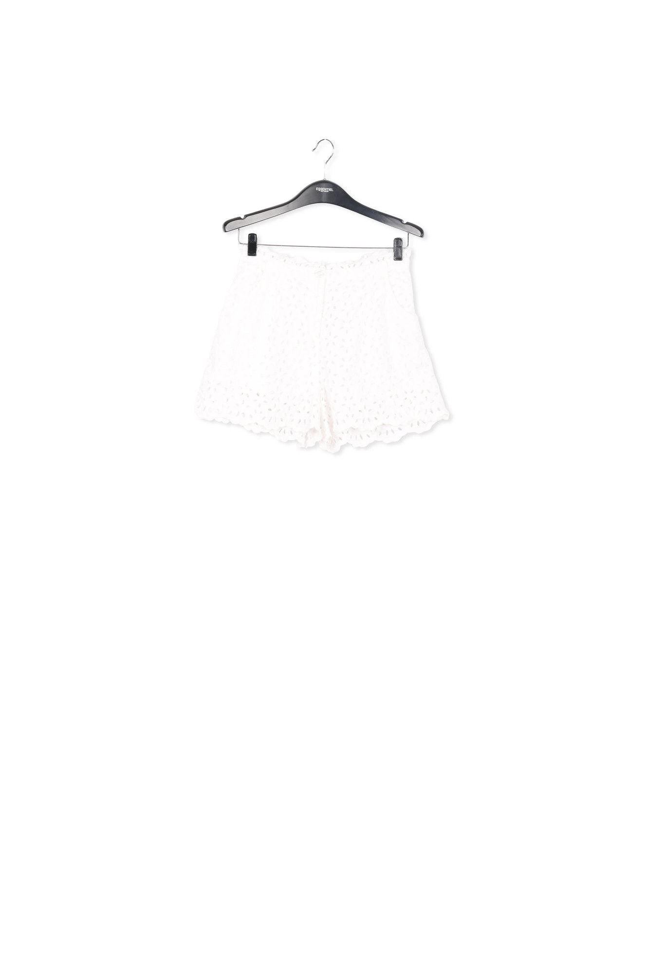 White broderie anglaise cotton shorts RE—SSENTIEL | Essentiel second hand