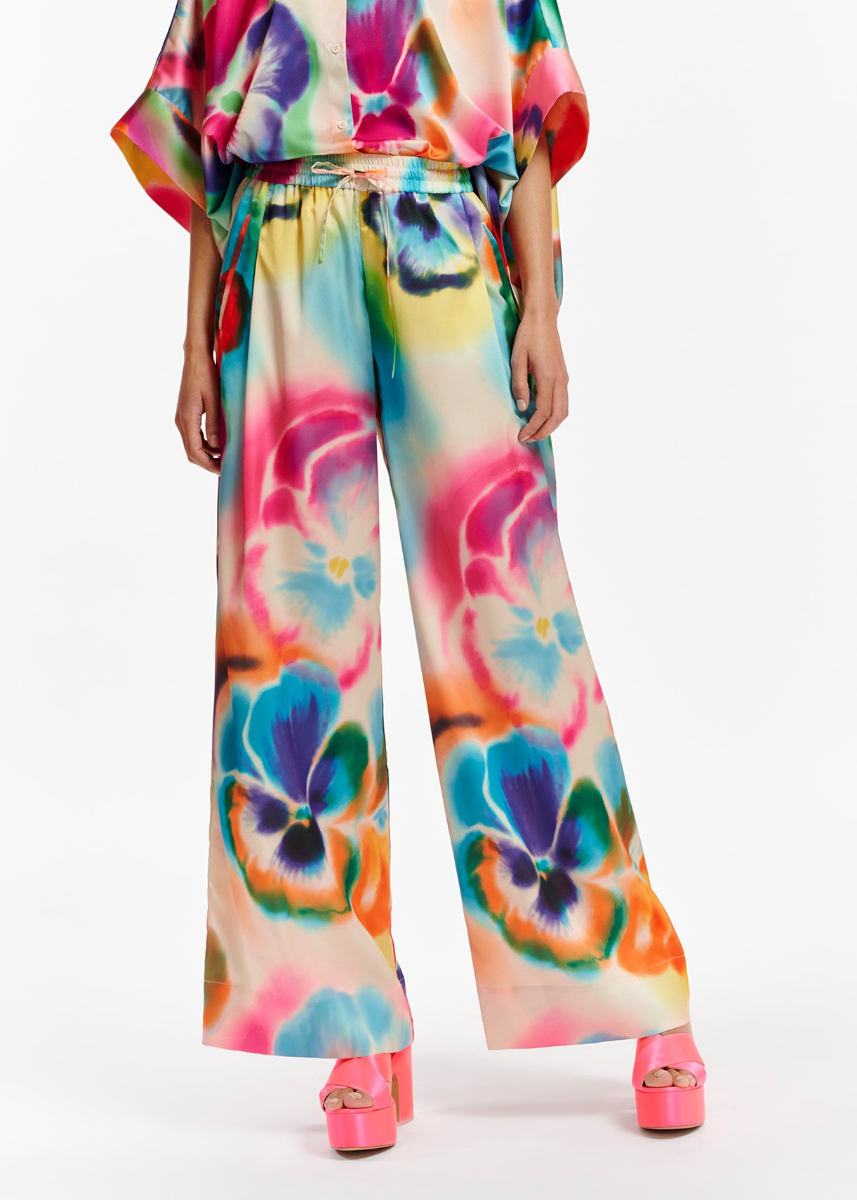 Multicolor floral print wide-leg pants RE—SSENTIEL | Essentiel second hand