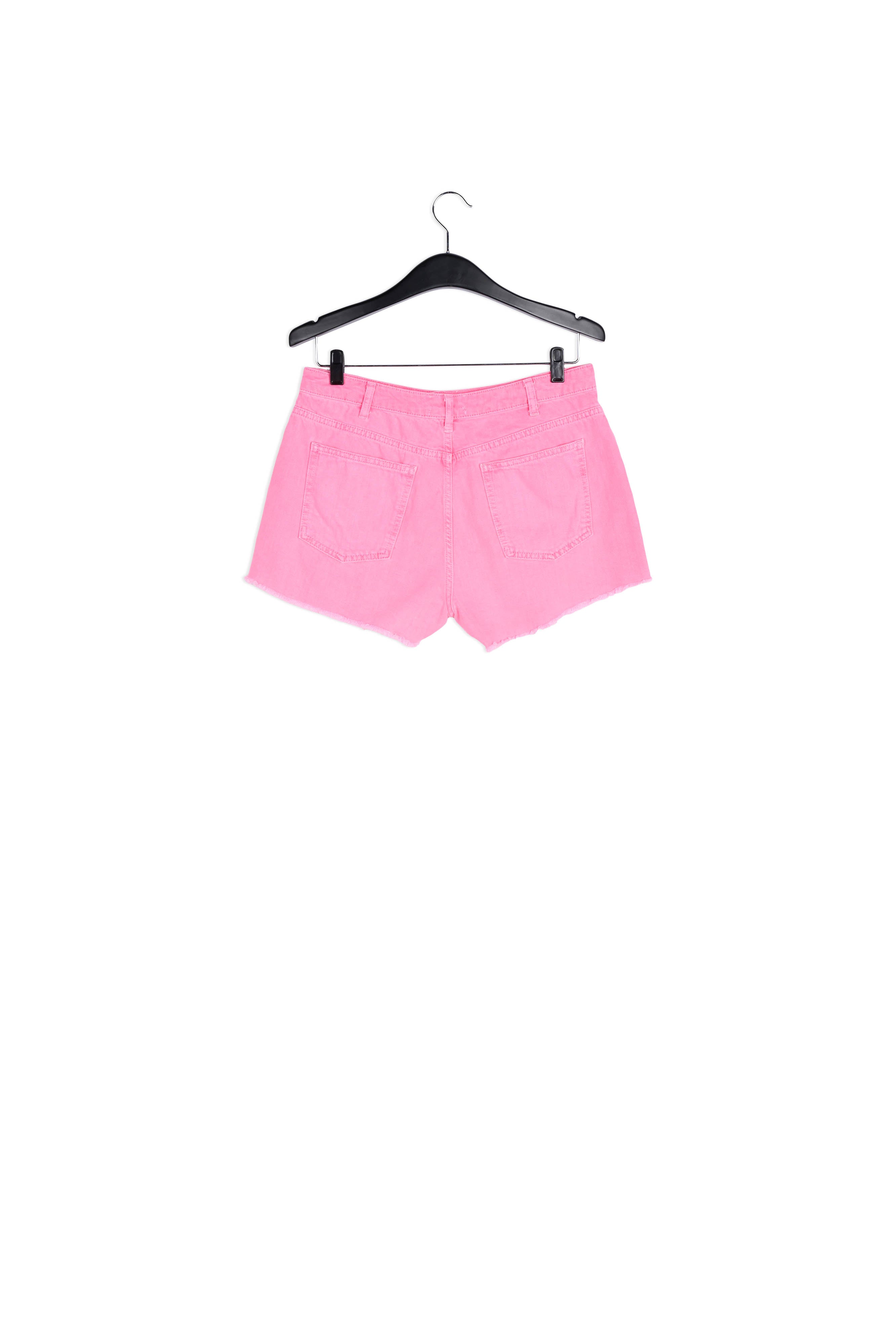 Neon pink frayed denim shorts RE—SSENTIEL | Essentiel second hand