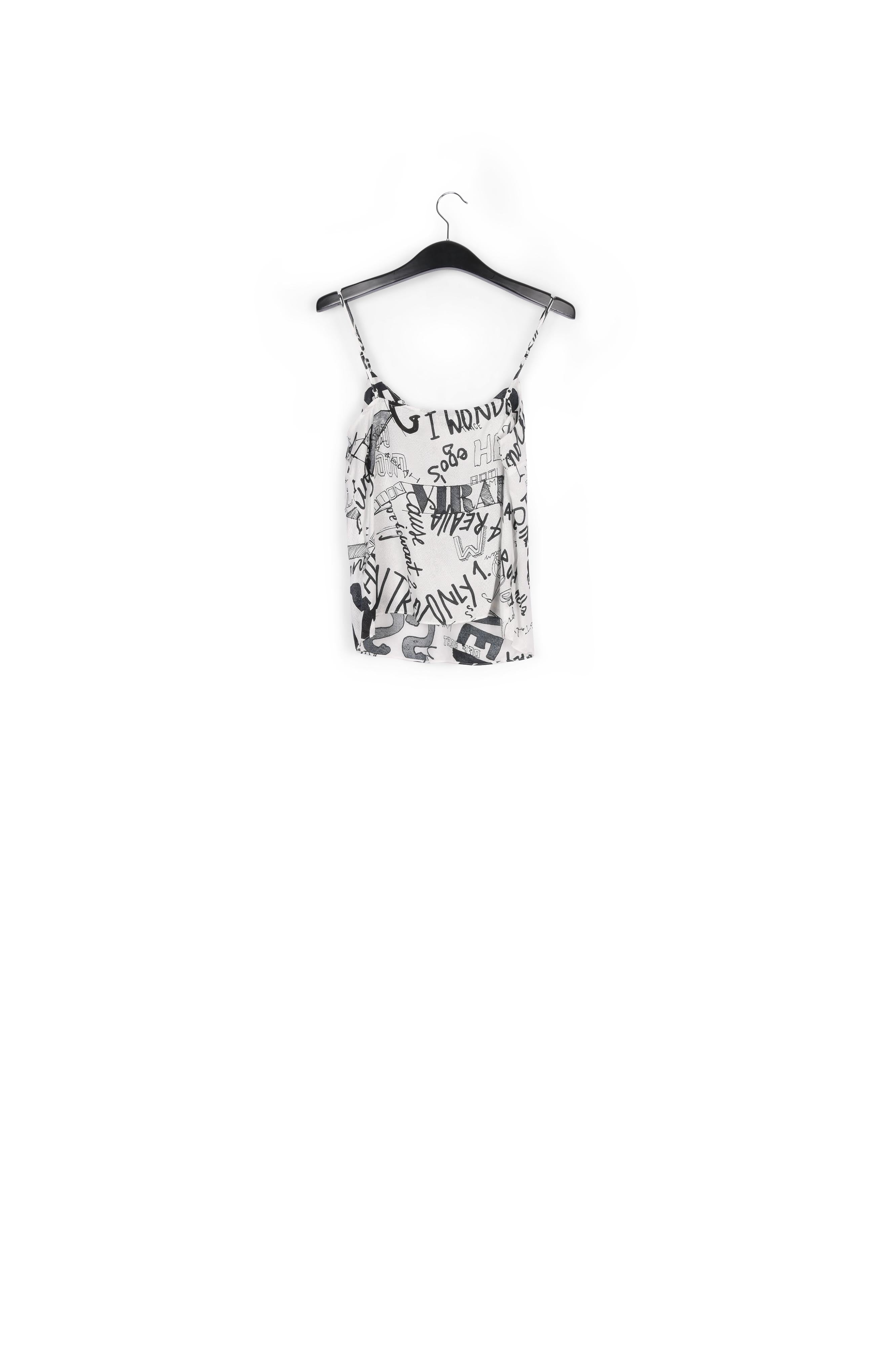 Off-white and black graffiti-print camisole RE—SSENTIEL | Essentiel second hand