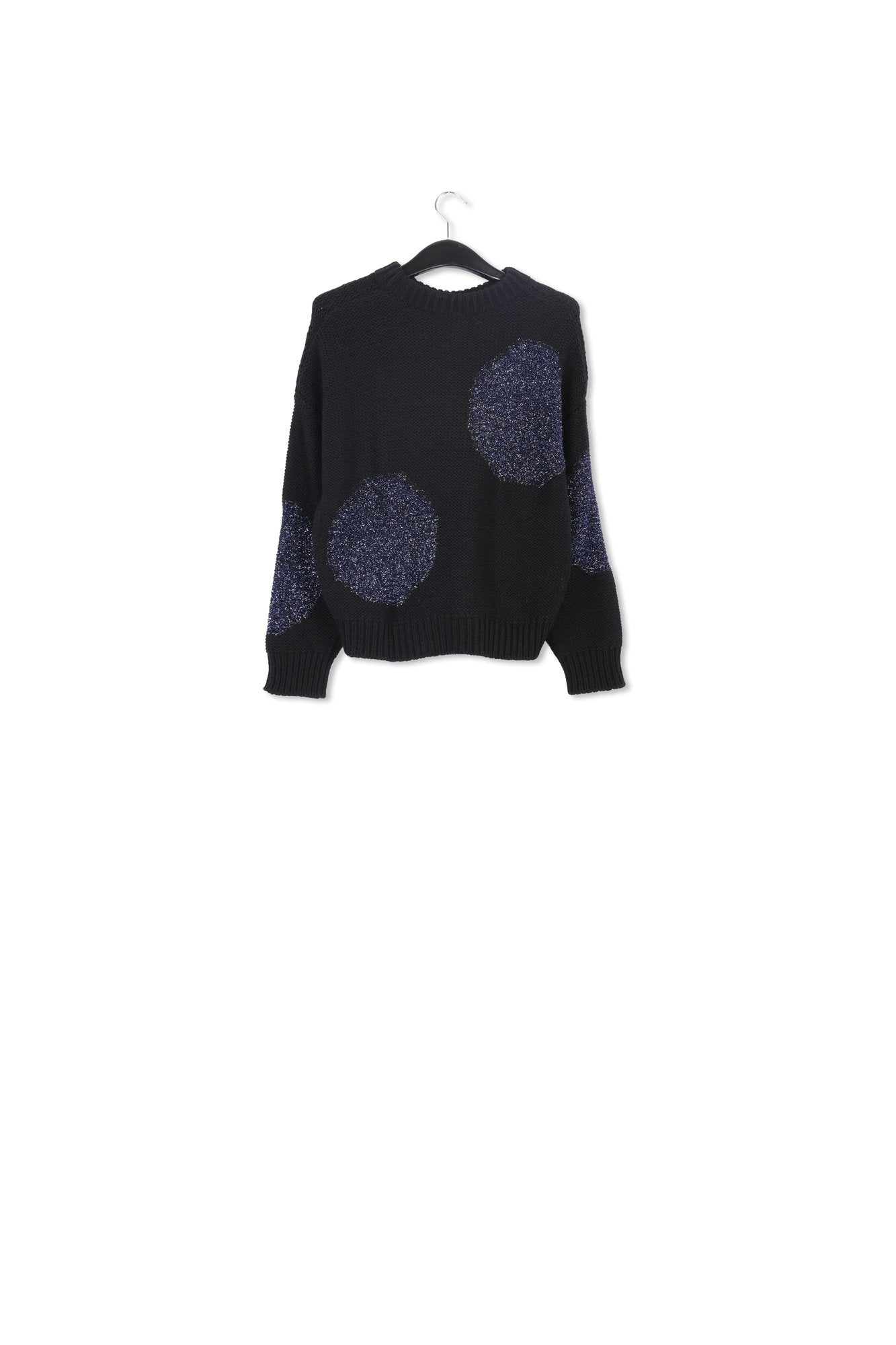 Black and dark blue intarsia-knitted sweater RE—SSENTIEL | Essentiel second hand