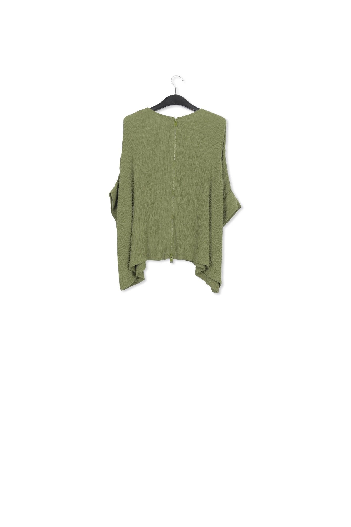 Khaki oversized seersucker top RE—SSENTIEL | Essentiel second hand