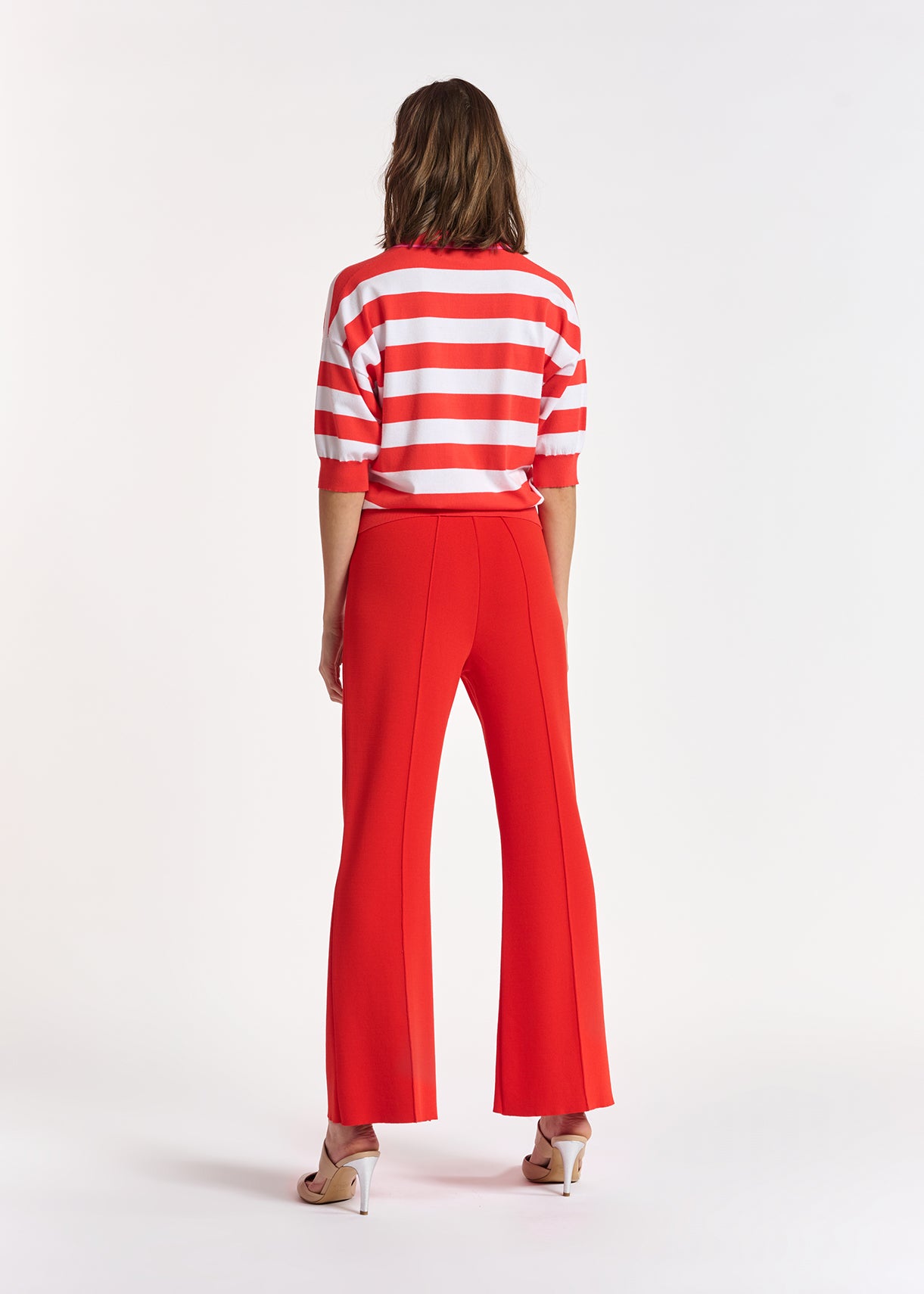 Red structured knit pants RE—SSENTIEL | Essentiel second hand