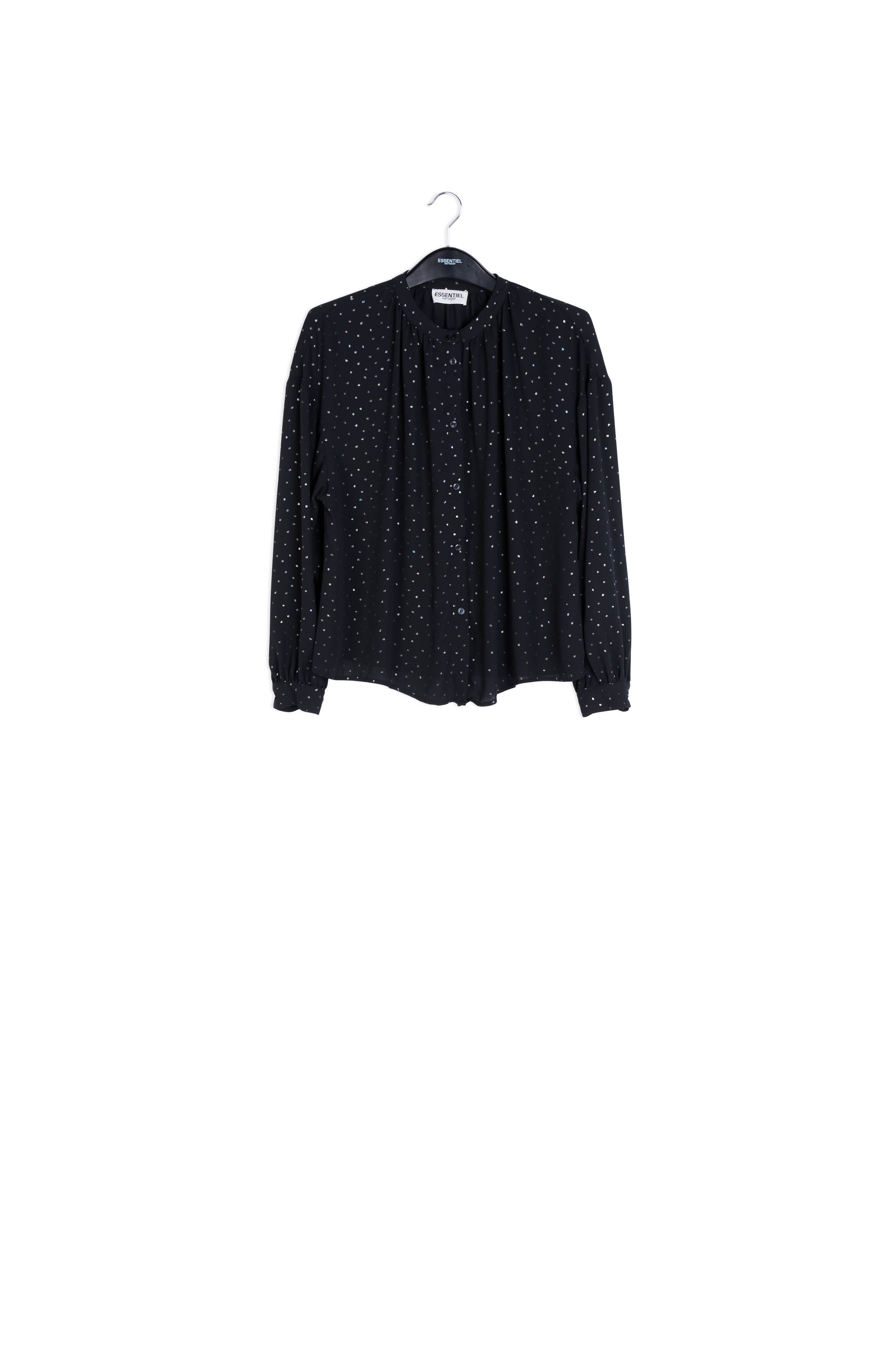 Black buttoned blouse with holographic polka dots RE—SSENTIEL | Essentiel second hand