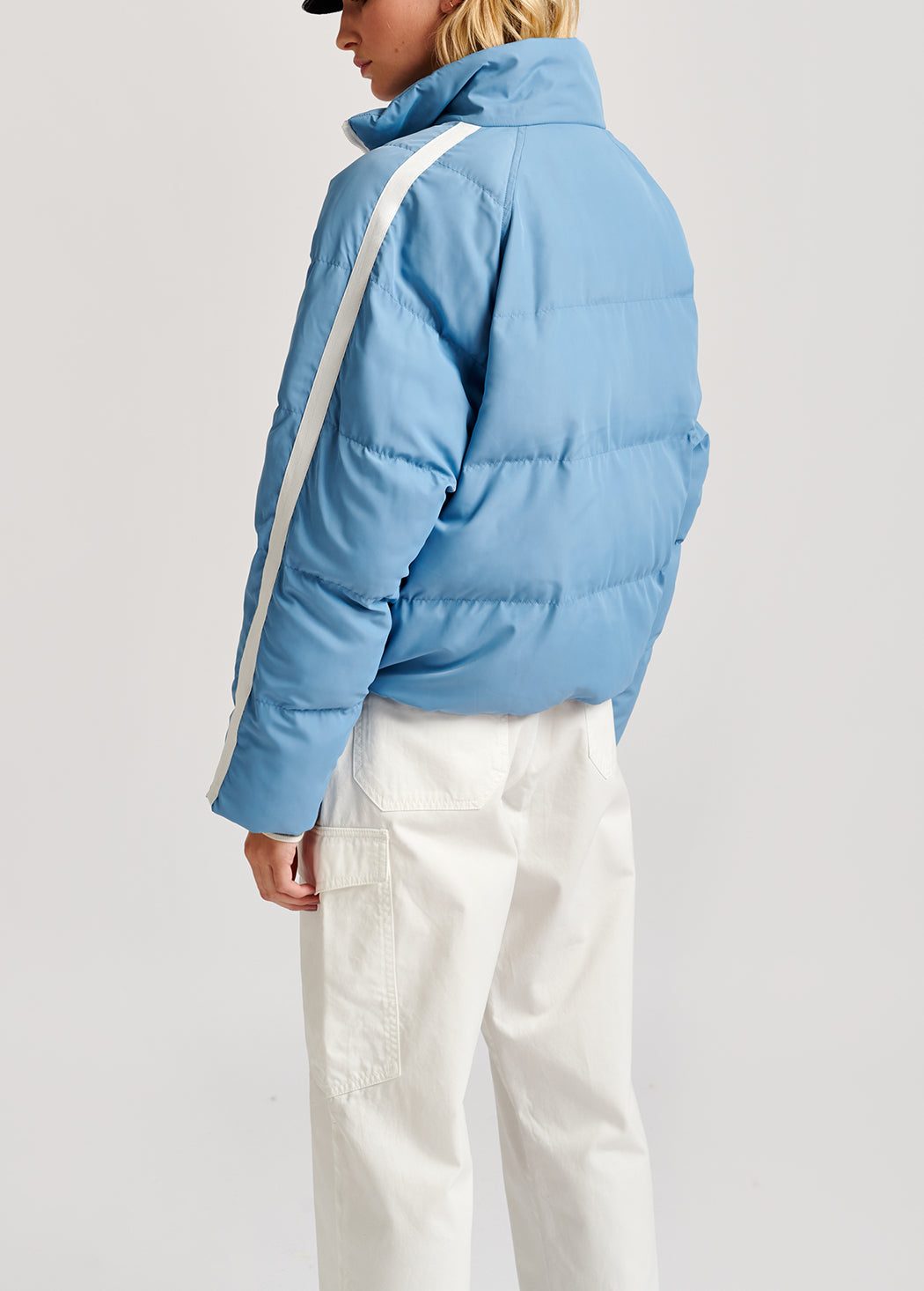 Light blue quilted down jacket RE—SSENTIEL | Essentiel second hand