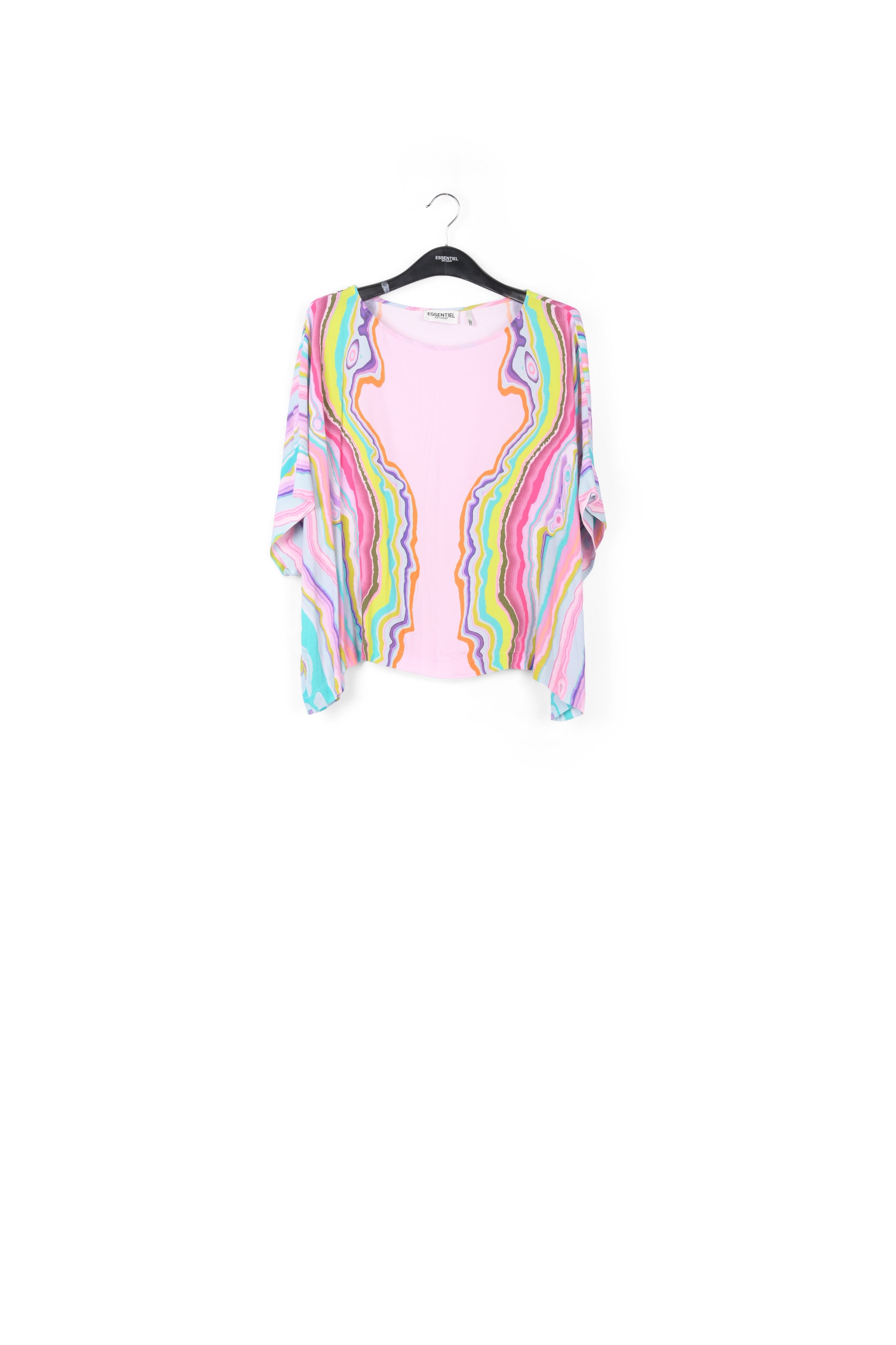 Lilac oversized top with multicolor print RE—SSENTIEL | Essentiel second hand