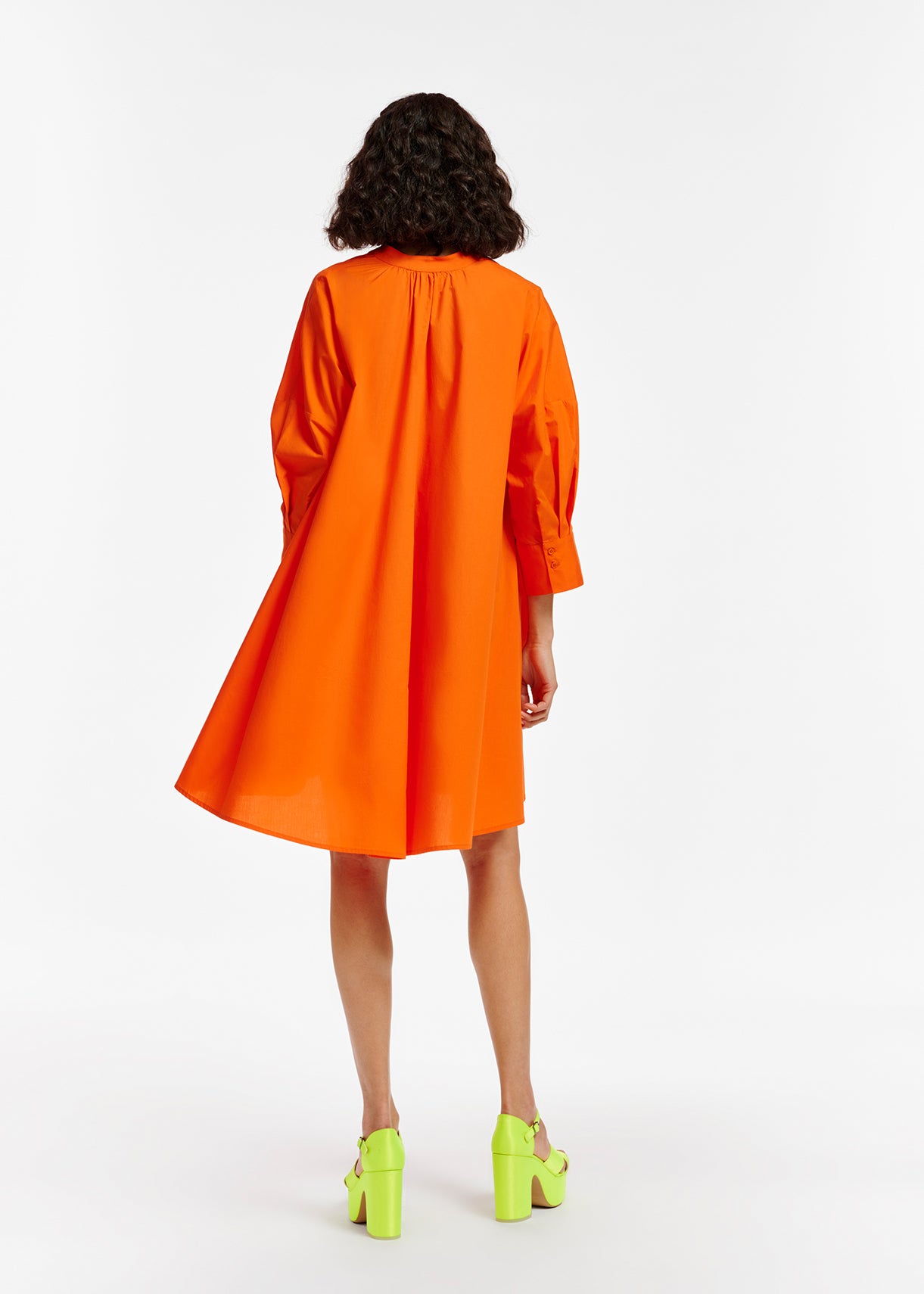 Orange cotton oversized knee-length shirt dress RE—SSENTIEL | Essentiel second hand