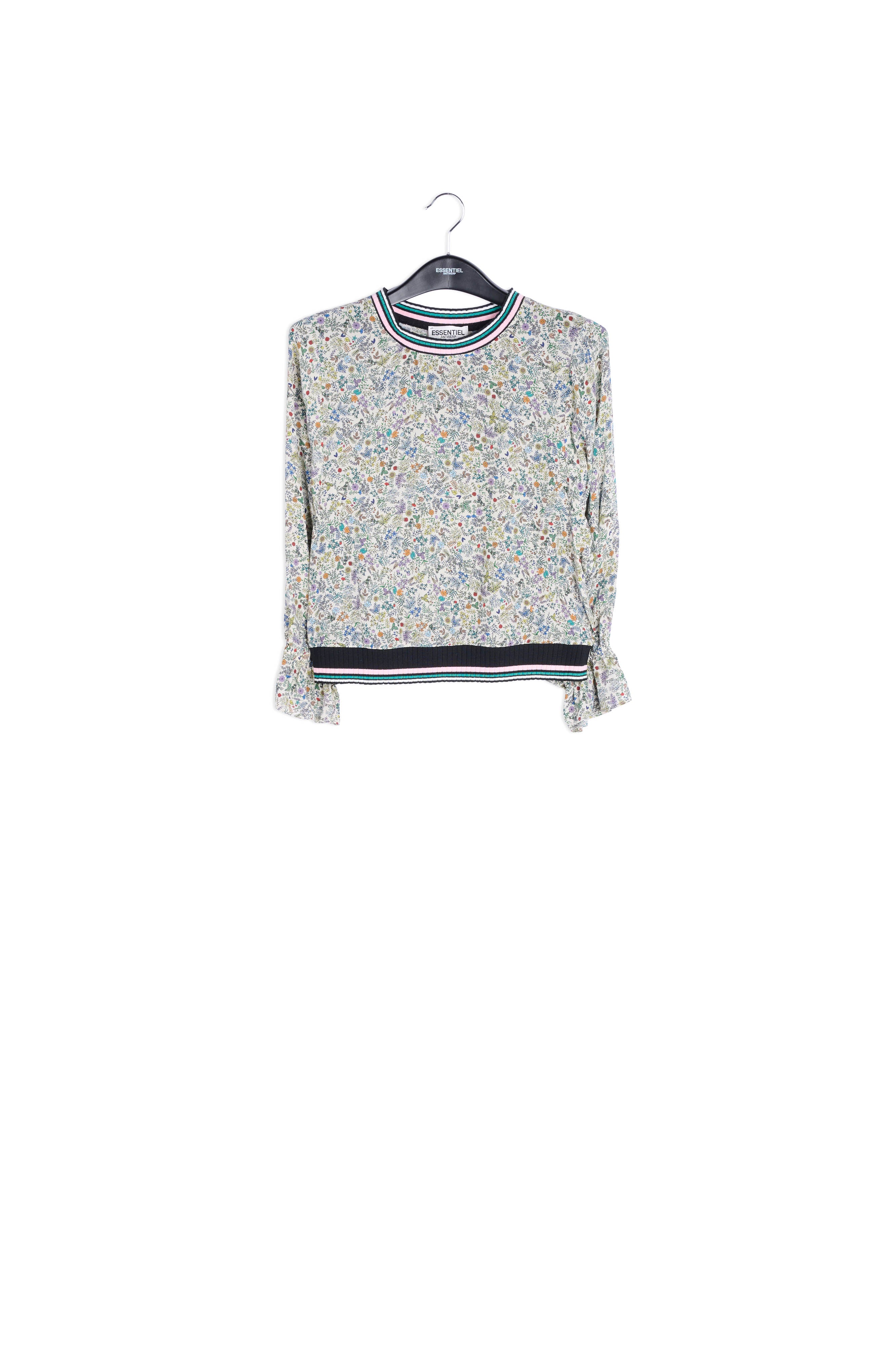 Blouse florale en soie avec bords en coton RE—SSENTIEL | Essentiel second hand