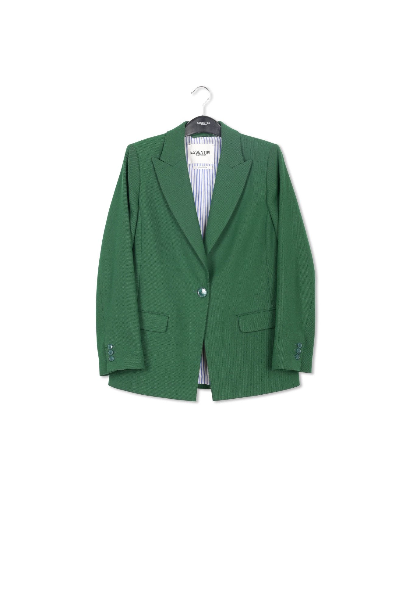 Blazer vert foncé à simple boutonnage RE—SSENTIEL | Essentiel second hand