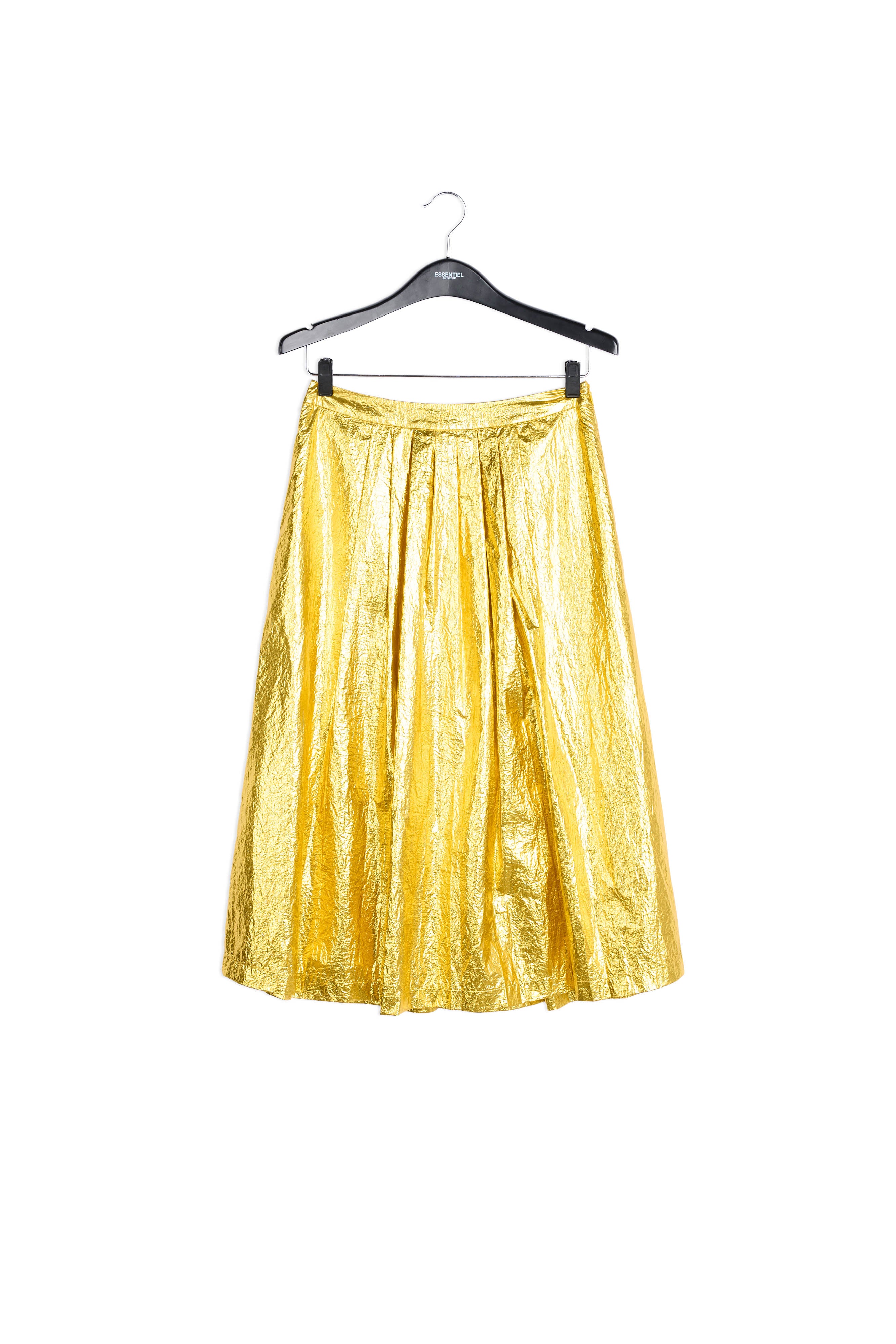 Gold metallic foil pleated midi skirt RE—SSENTIEL | Essentiel second hand