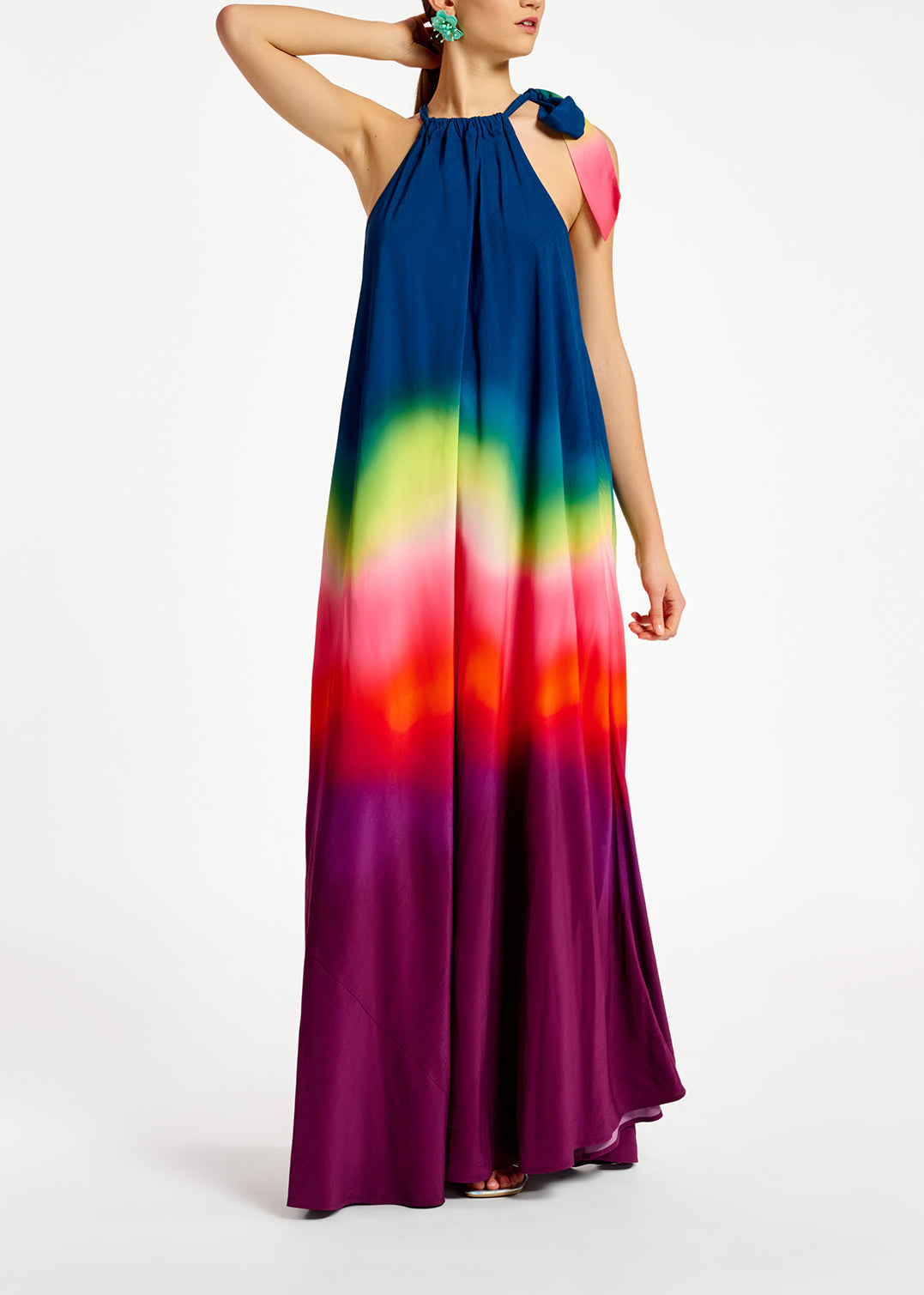 Multicolor halter neck maxi dress with gradient effect RE—SSENTIEL | Essentiel second hand