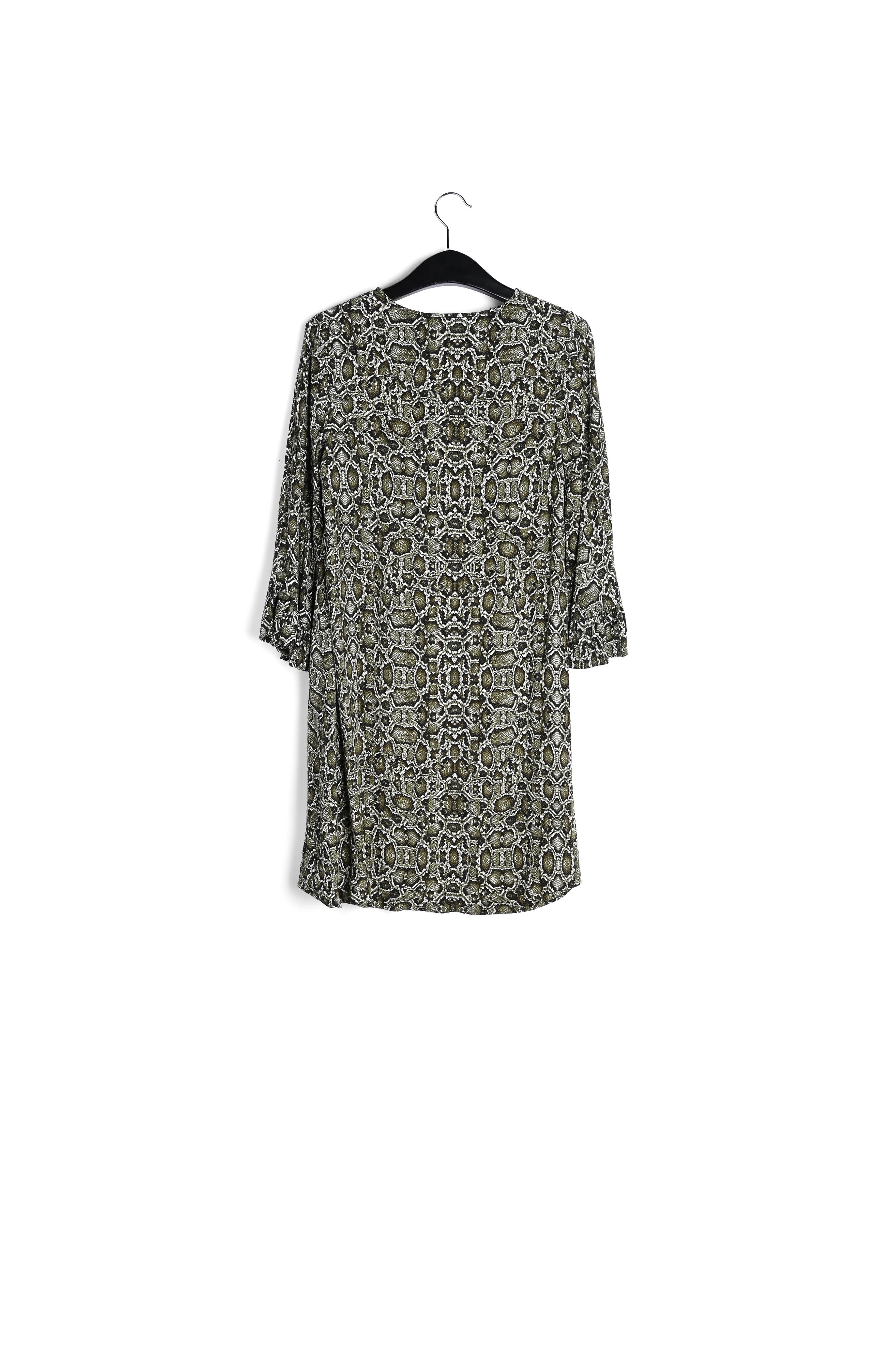 Kakigroene mini-jurk met slangenprint RE—SSENTIEL | Essentiel second hand