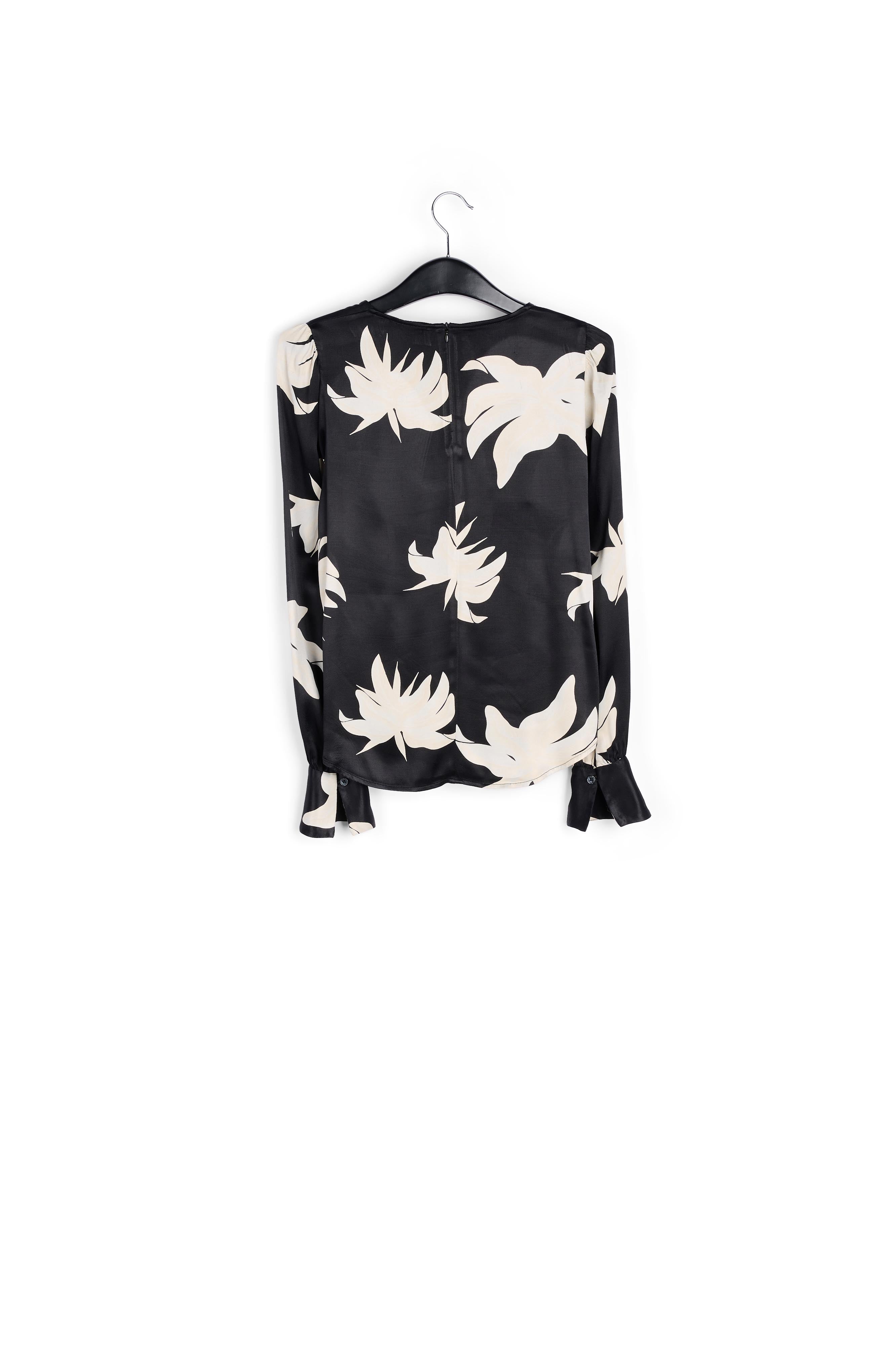 Top met zwart en gebroken witte bloemenprint RE—SSENTIEL | Essentiel second hand