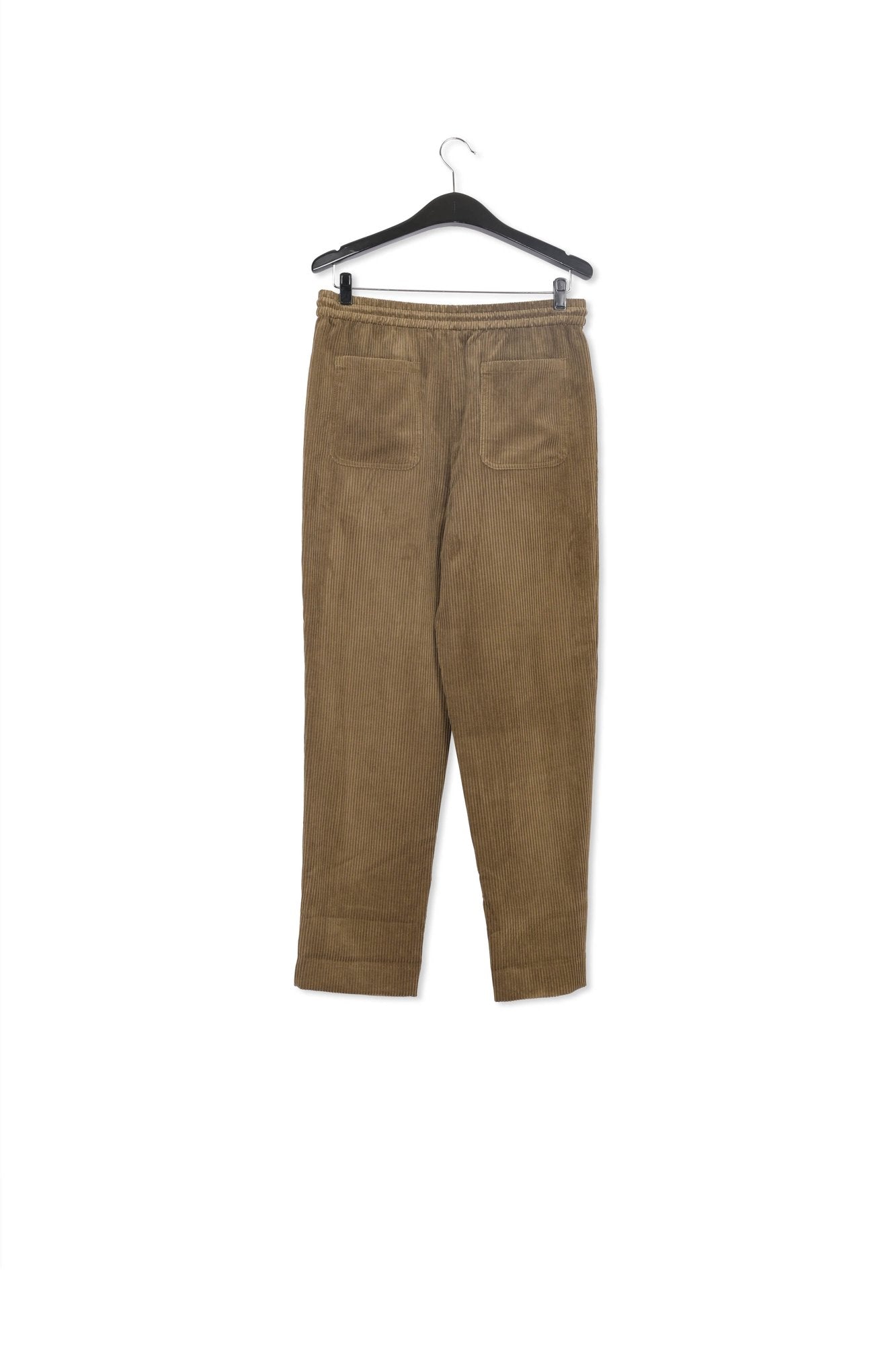 Taps toelopende broek in kaki fluweel RE—SSENTIEL | Essentiel second hand