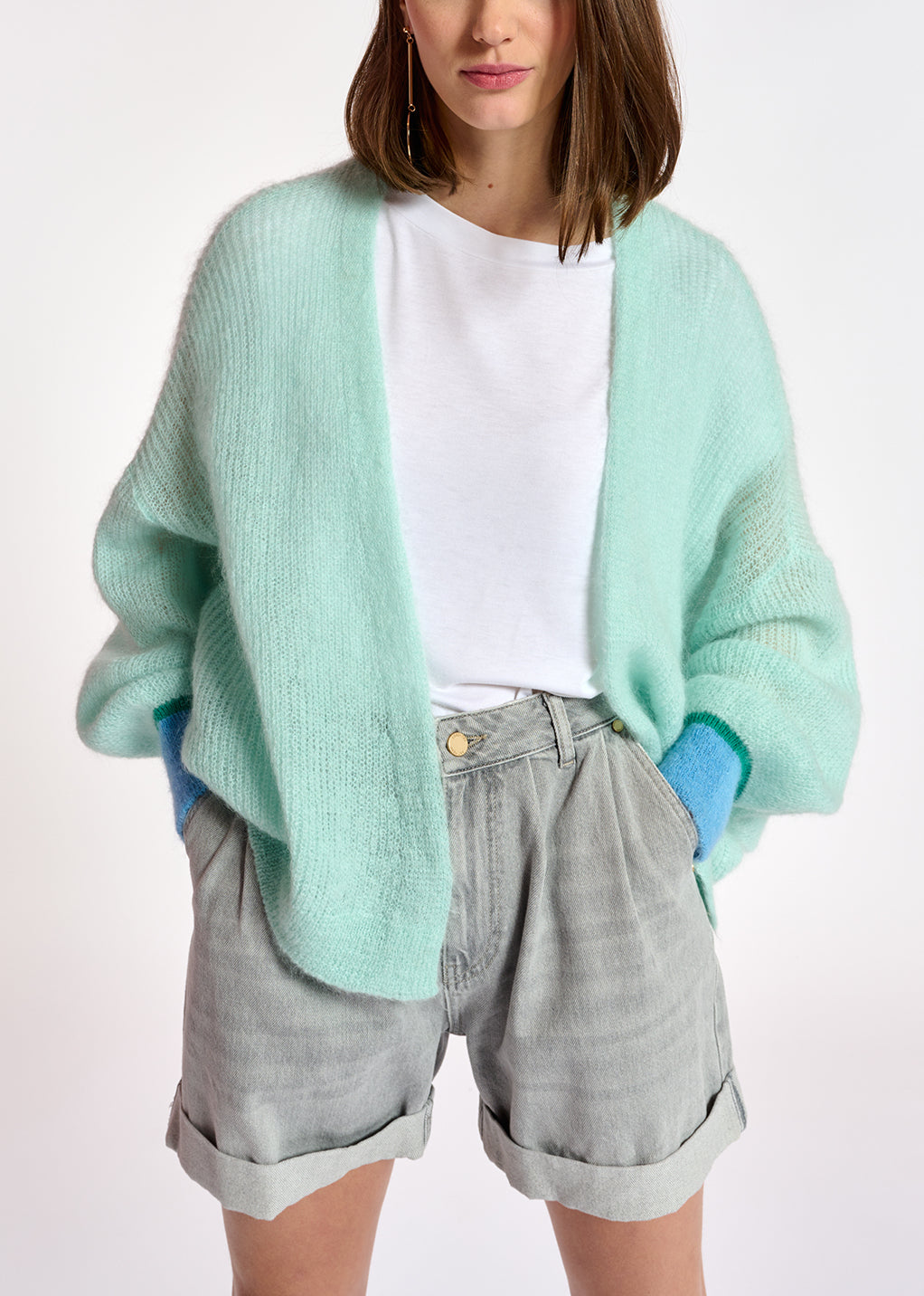 Light blue mohair-blend cardigan RE—SSENTIEL | Essentiel second hand
