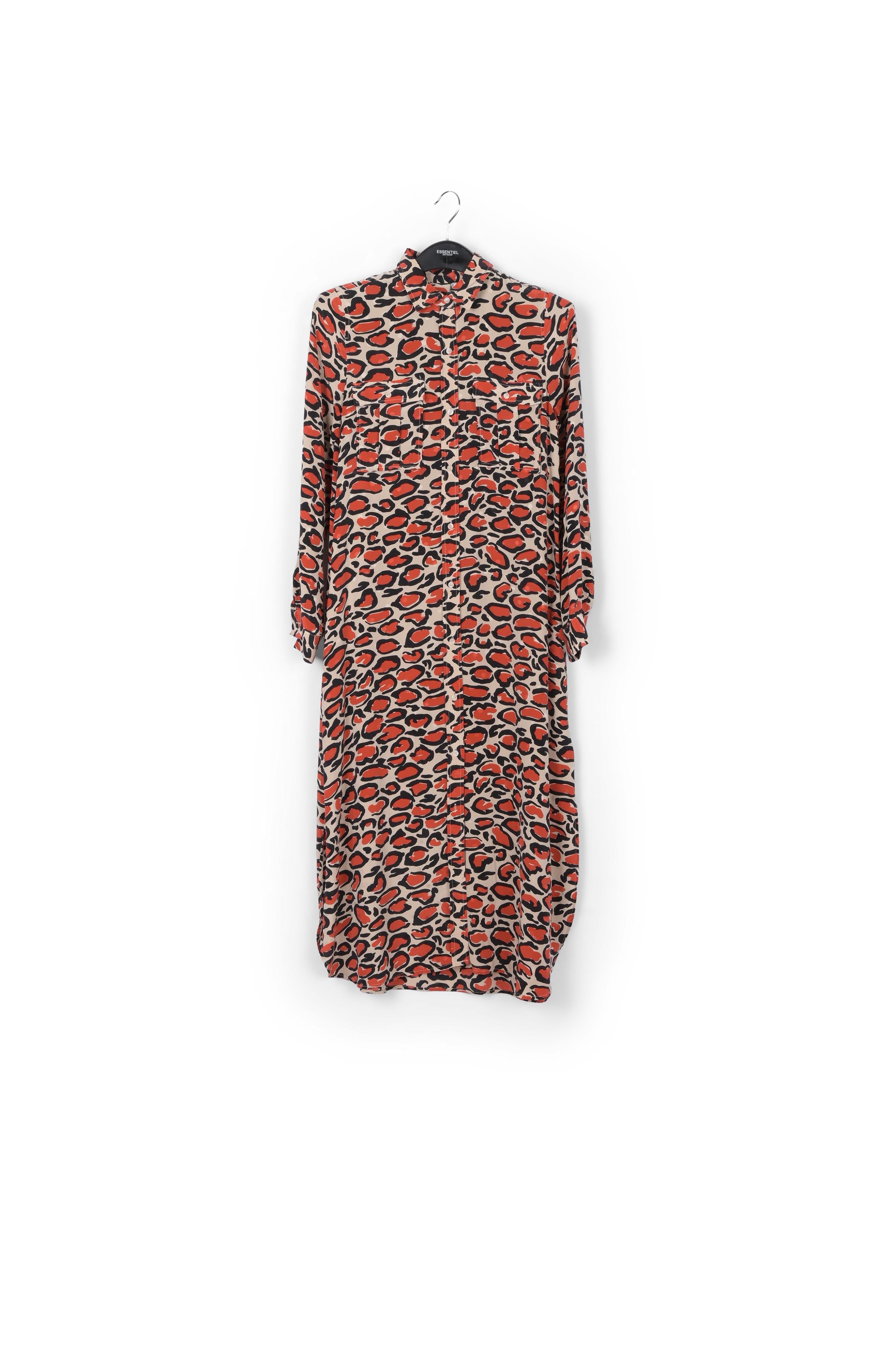 Robe chemise en soie écrue à imprimé léopard RE—SSENTIEL | Essentiel second hand