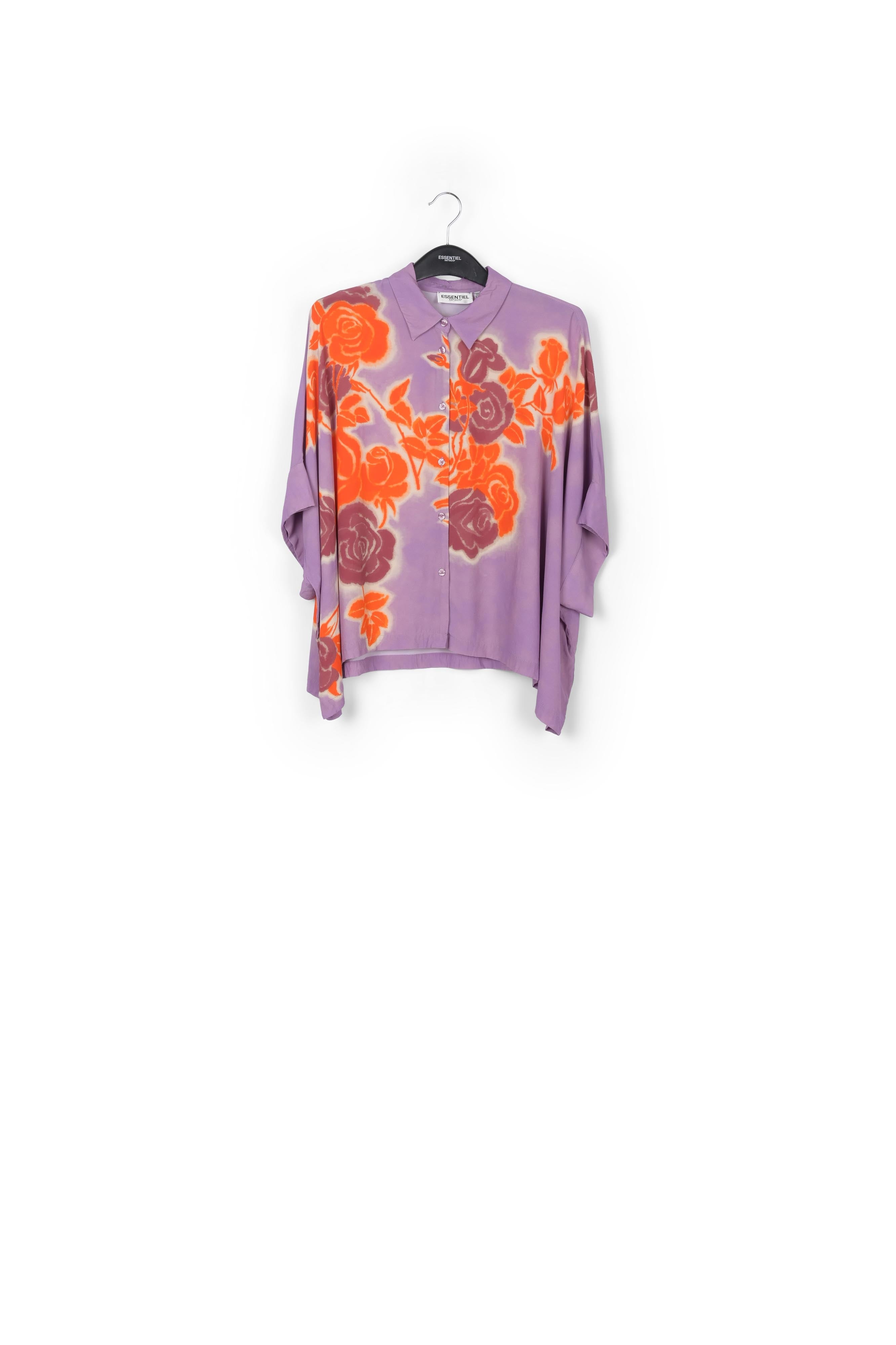 Lilac, orange and purple oversized shirt with floral print RE—SSENTIEL | Essentiel second hand