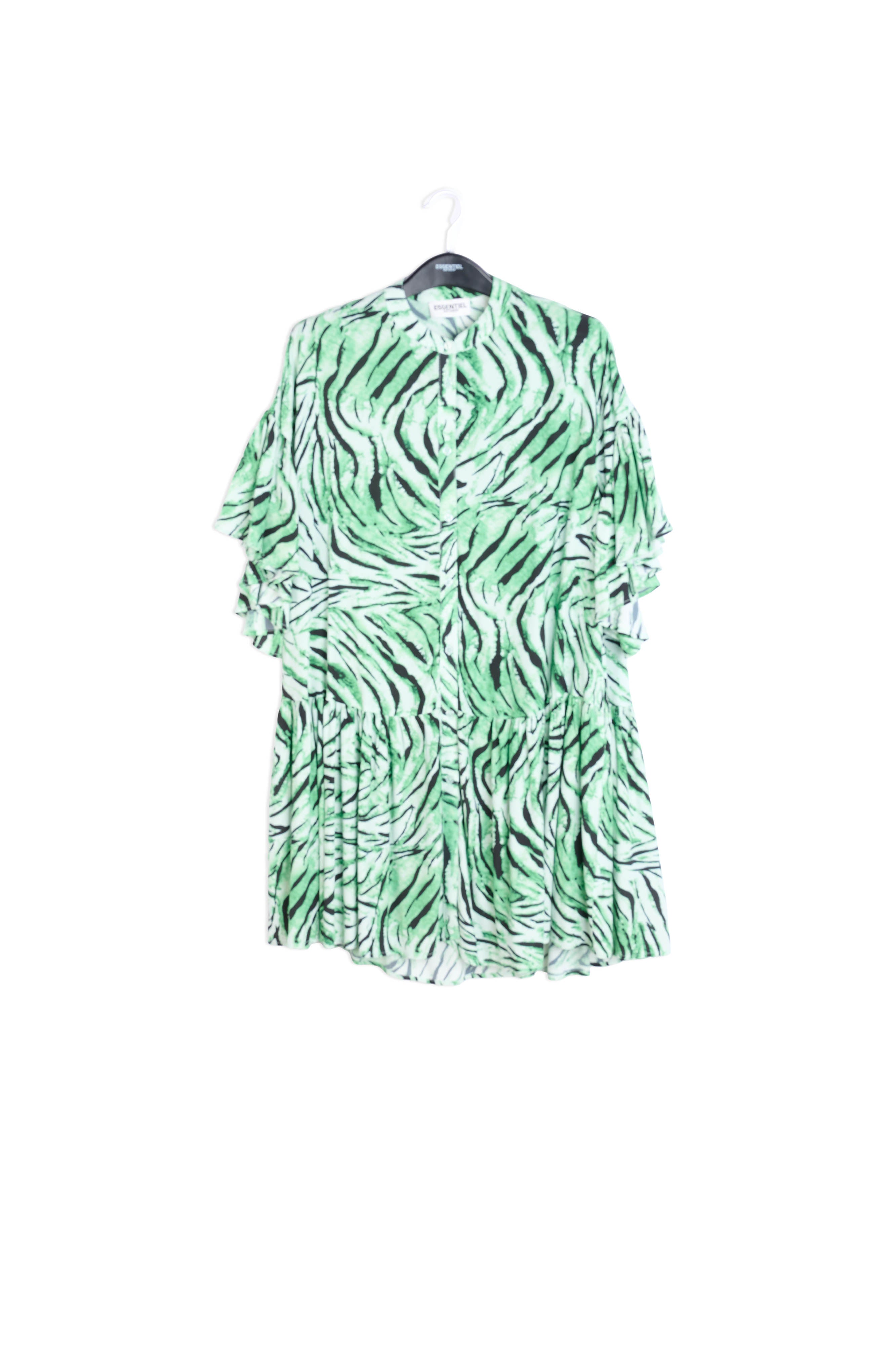 Mint green mini dress with tiger print RE—SSENTIEL | Essentiel second hand