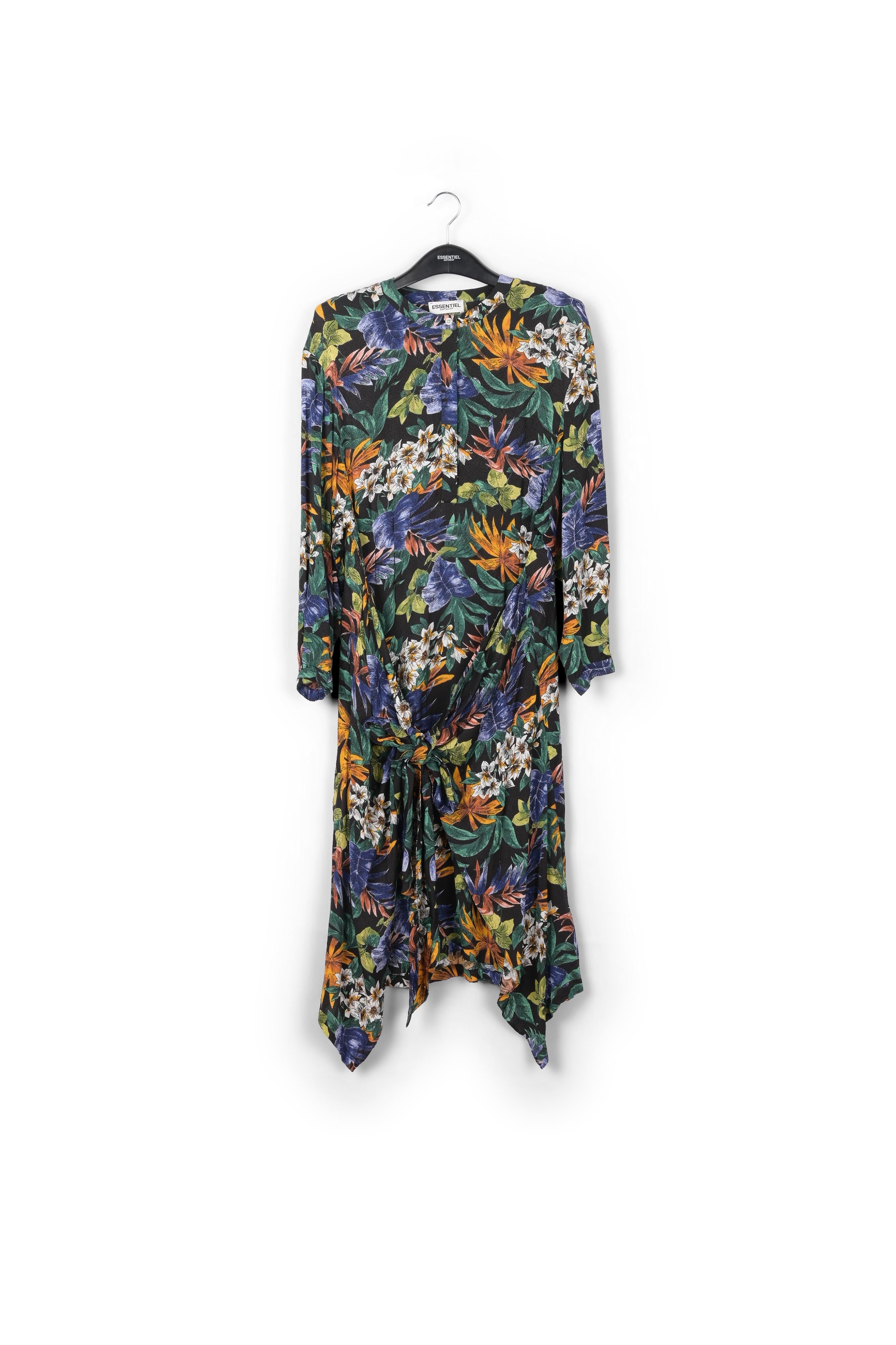 Robe midi à fleurs jaune, vert et rose RE—SSENTIEL | Essentiel second hand