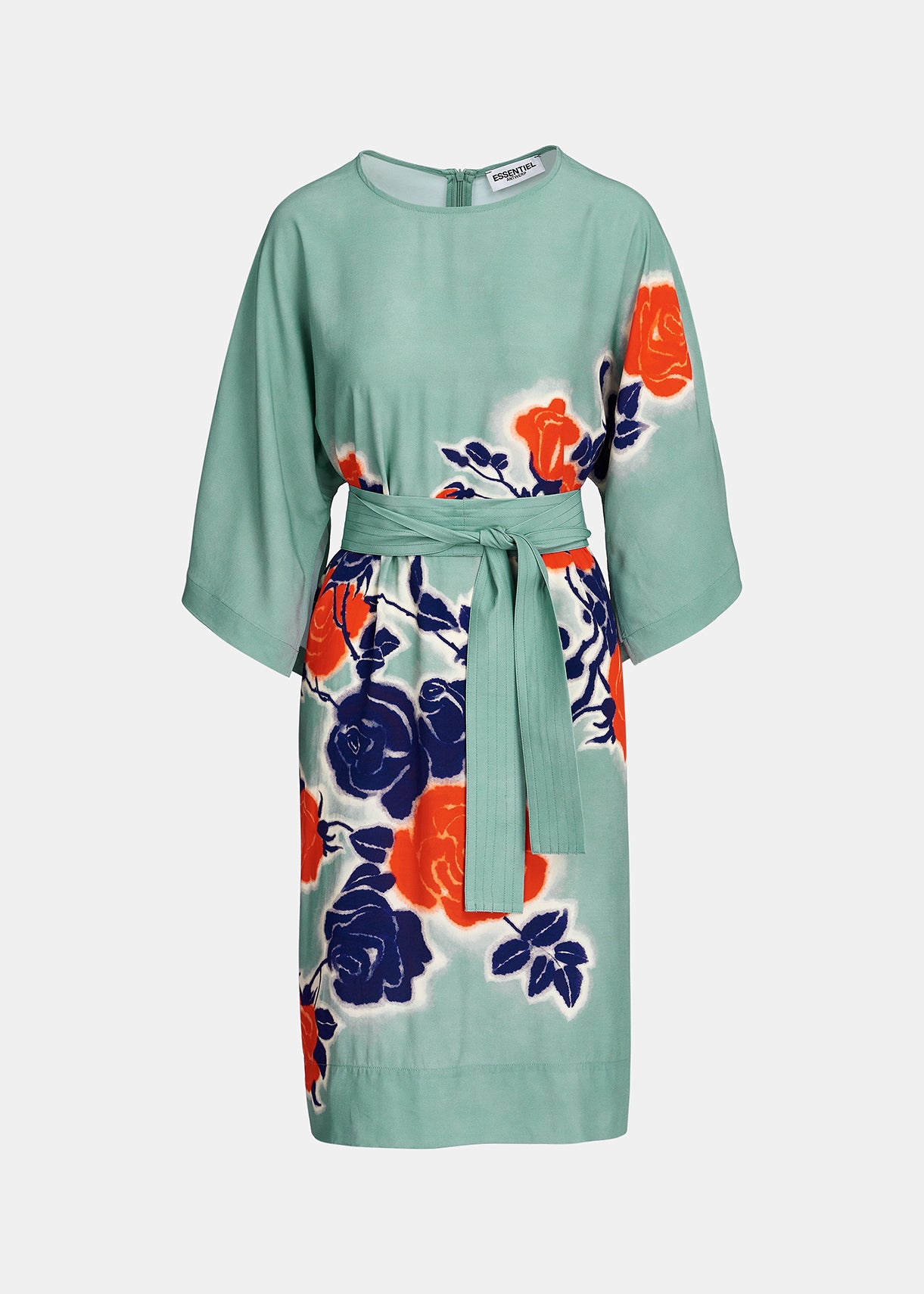 Robe à imprimé fleuri bleu clair, orange et bleu RE—SSENTIEL | Essentiel second hand