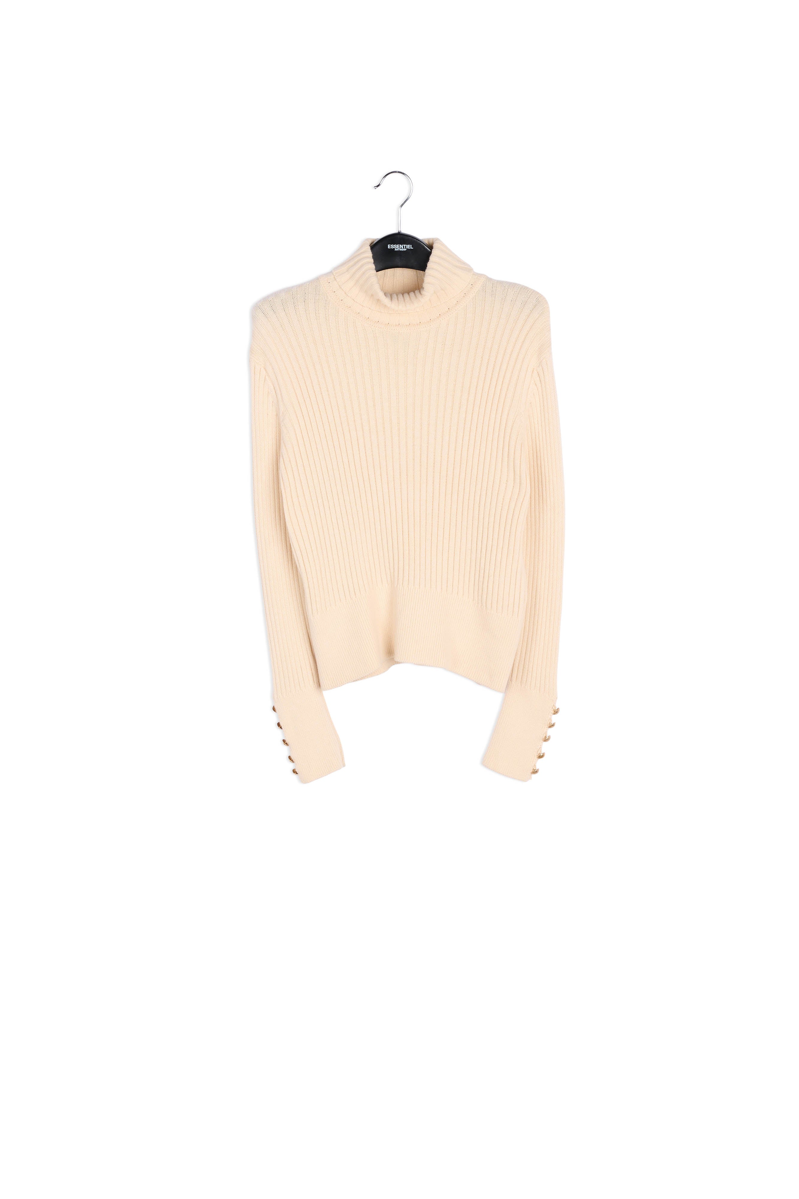Off-white cotton and wool-blend turtleneck sweater RE—SSENTIEL | Essentiel second hand