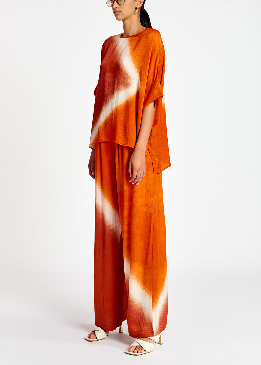 Orange boxy tie-dye print top RE—SSENTIEL | Essentiel second hand