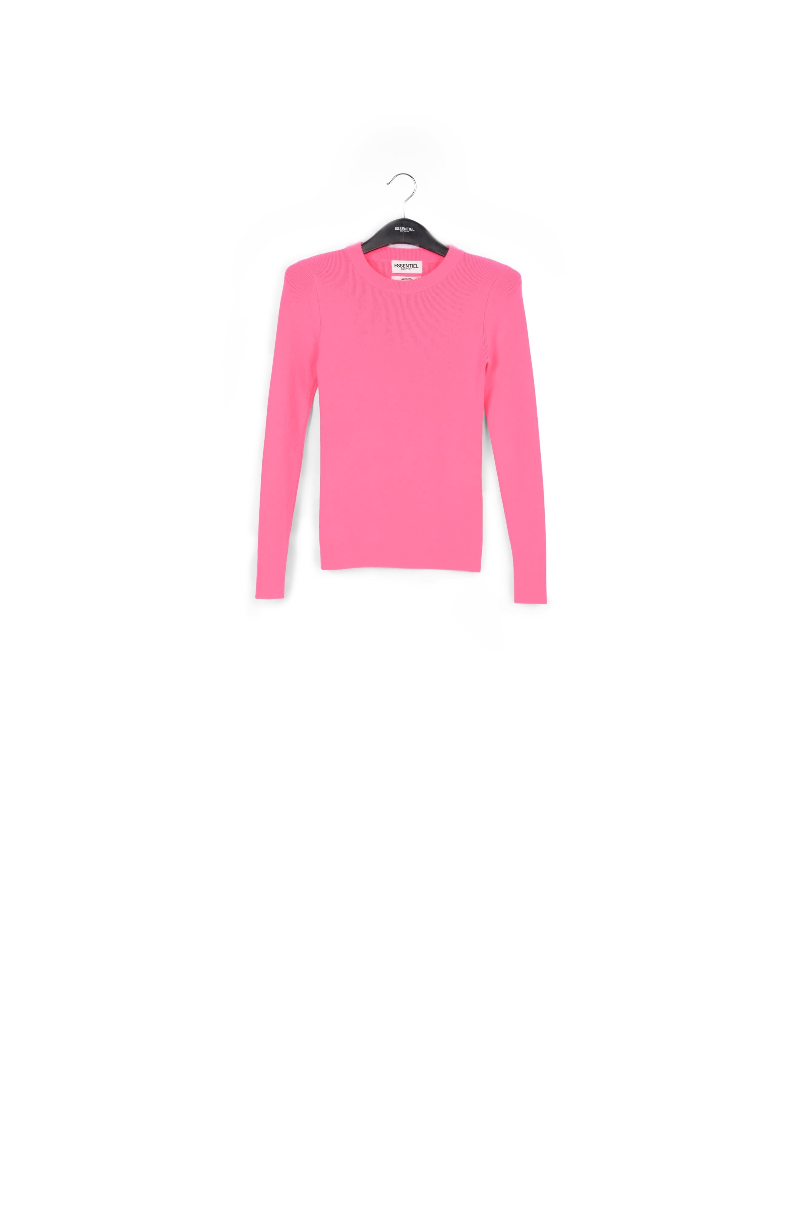 Pull rose néon en tricot côtelé RE—SSENTIEL | Essentiel second hand