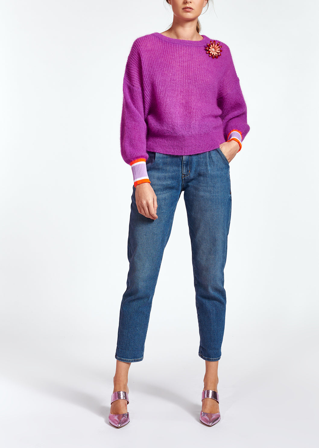 Lilac mohair and wool blend sweater RE—SSENTIEL | Essentiel second hand