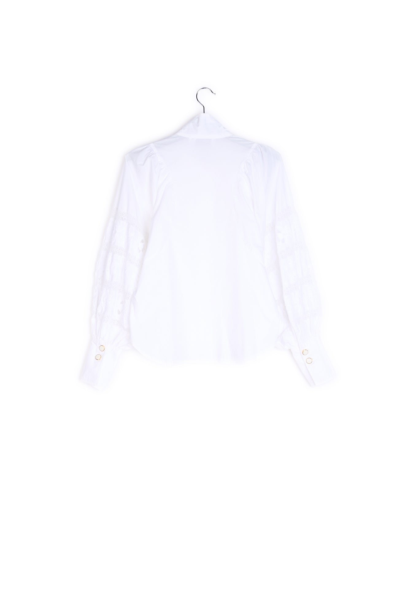 White baloon sleeves cotton and lace shirt RE—SSENTIEL | Essentiel second hand