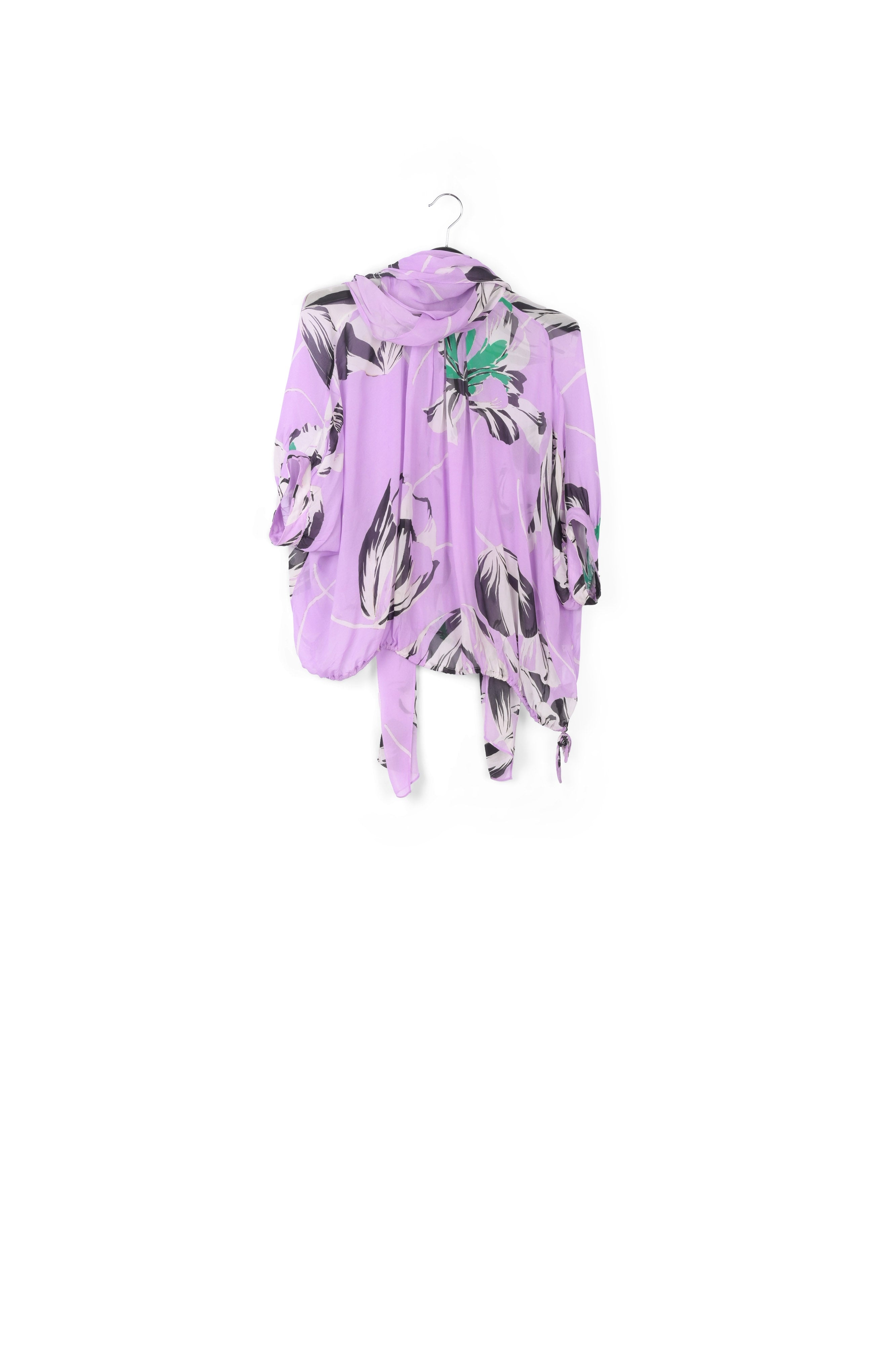 Lilac voluminous floral-print sheer top RE—SSENTIEL | Essentiel second hand