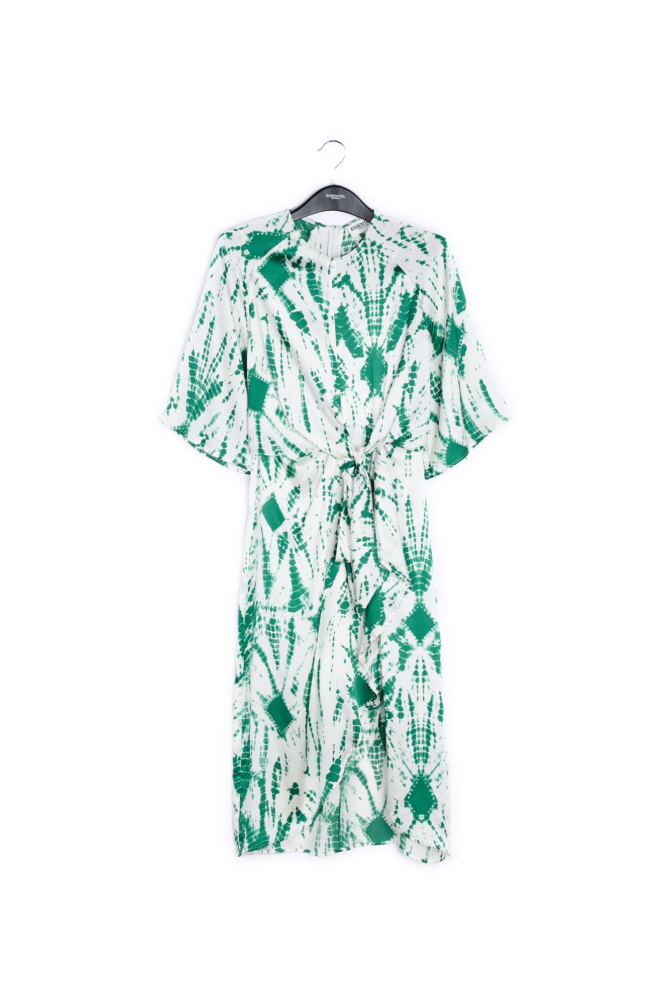 Off-white and green tie-dyed silk midi dress RE—SSENTIEL | Essentiel second hand