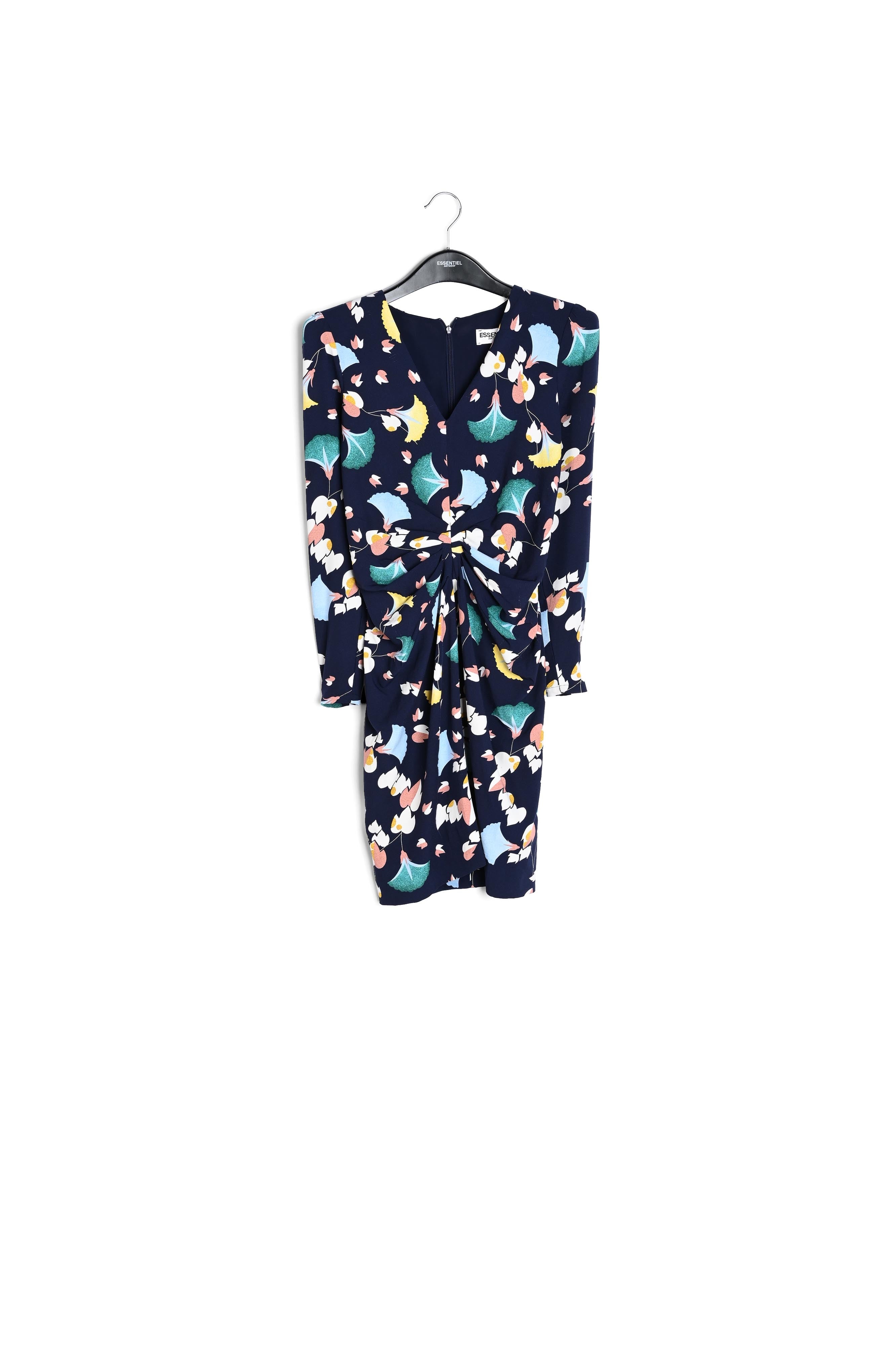 Zwarte mini-jurk met bloemenprint RE—SSENTIEL | Essentiel second hand