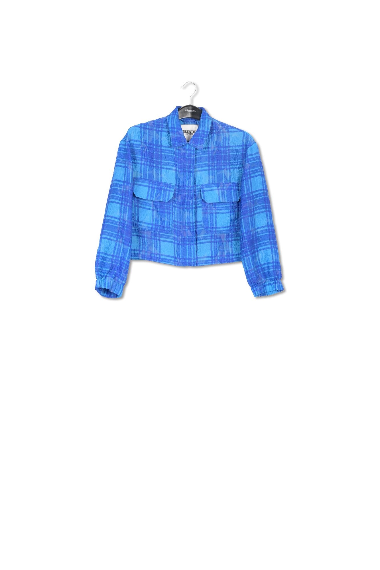 Blue checked cropped jacket RE—SSENTIEL | Essentiel second hand