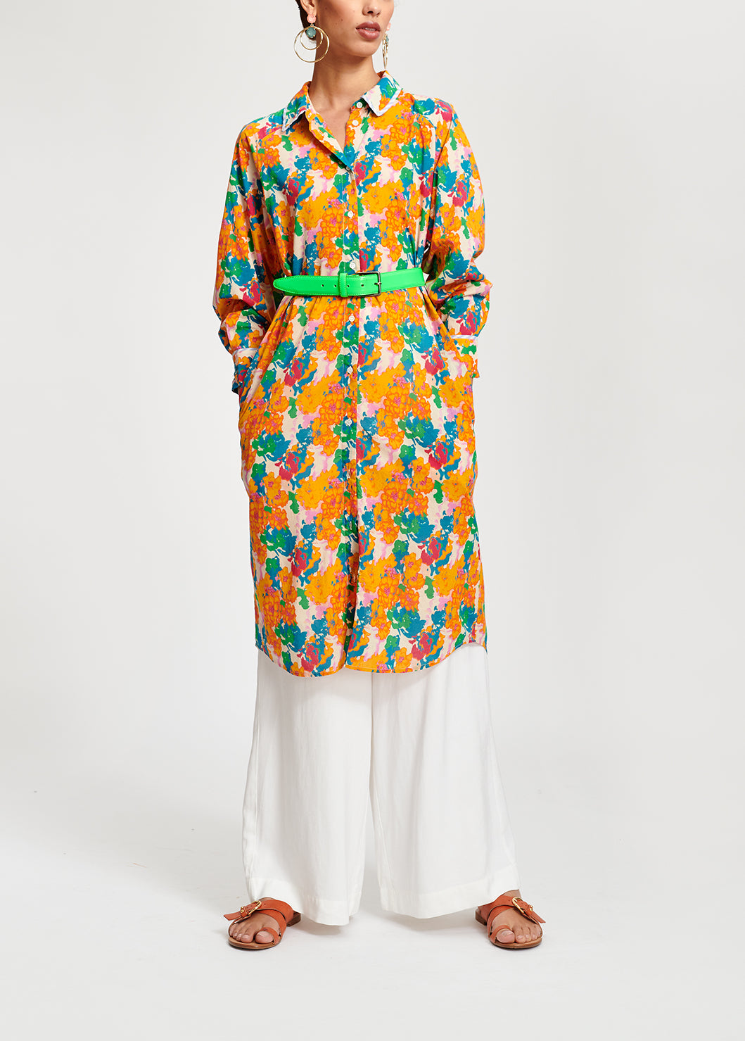 Multicoloured floral-print shirt dress RE—SSENTIEL | Essentiel second hand
