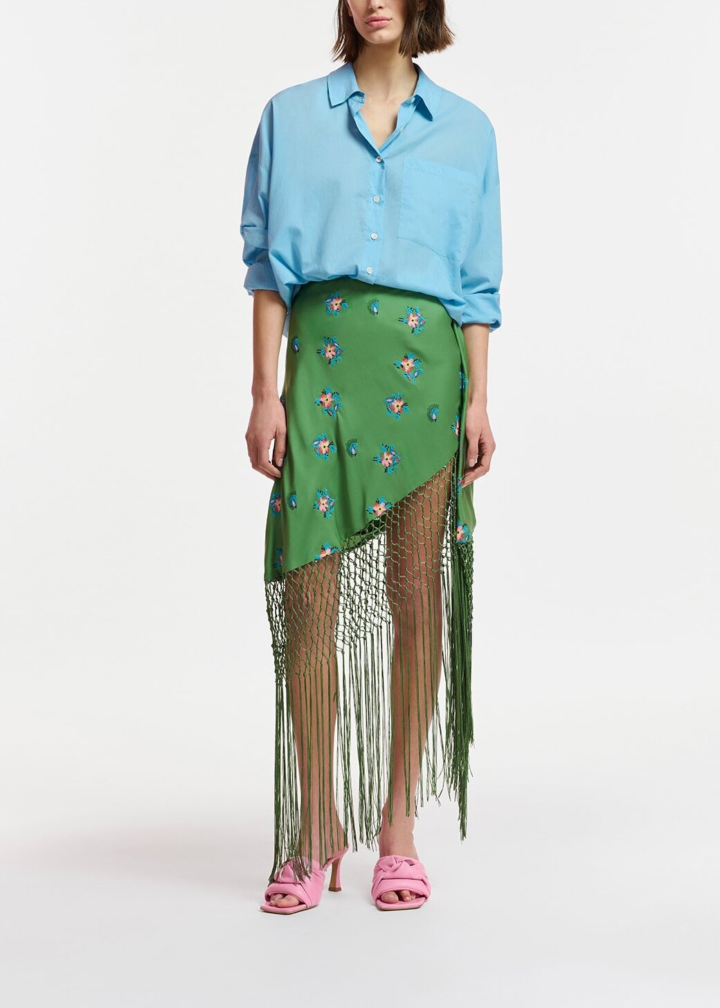 Blue oversized cotton-voile shirt RE—SSENTIEL | Essentiel second hand