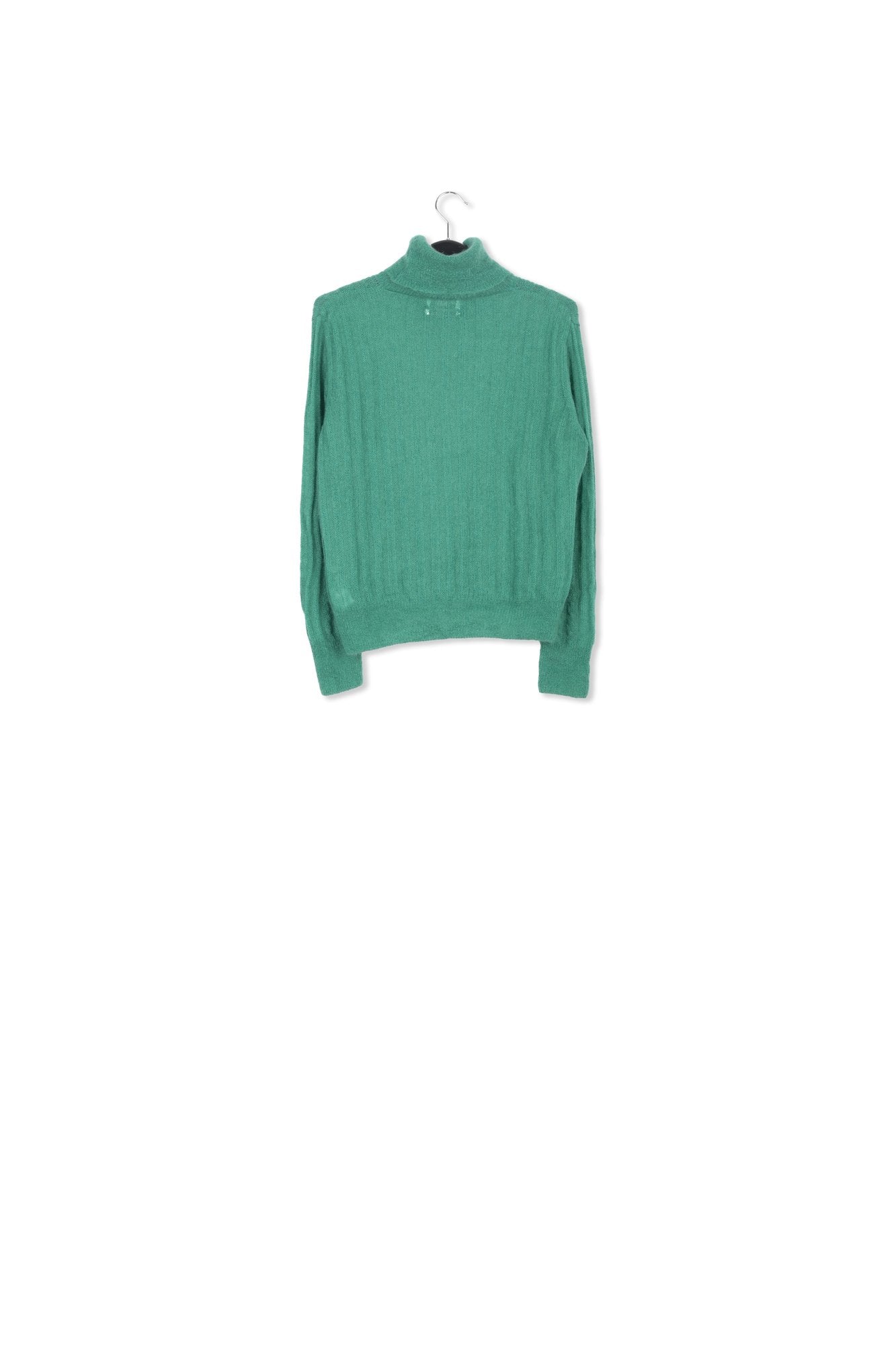 Pull à  col roulé en tricot torsadé vert foncé RE—SSENTIEL | Essentiel second hand