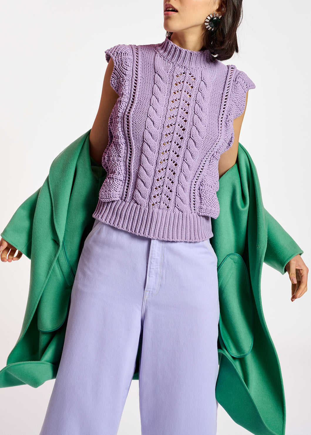Lilac sleeveless ruffle sweater RE—SSENTIEL | Essentiel second hand