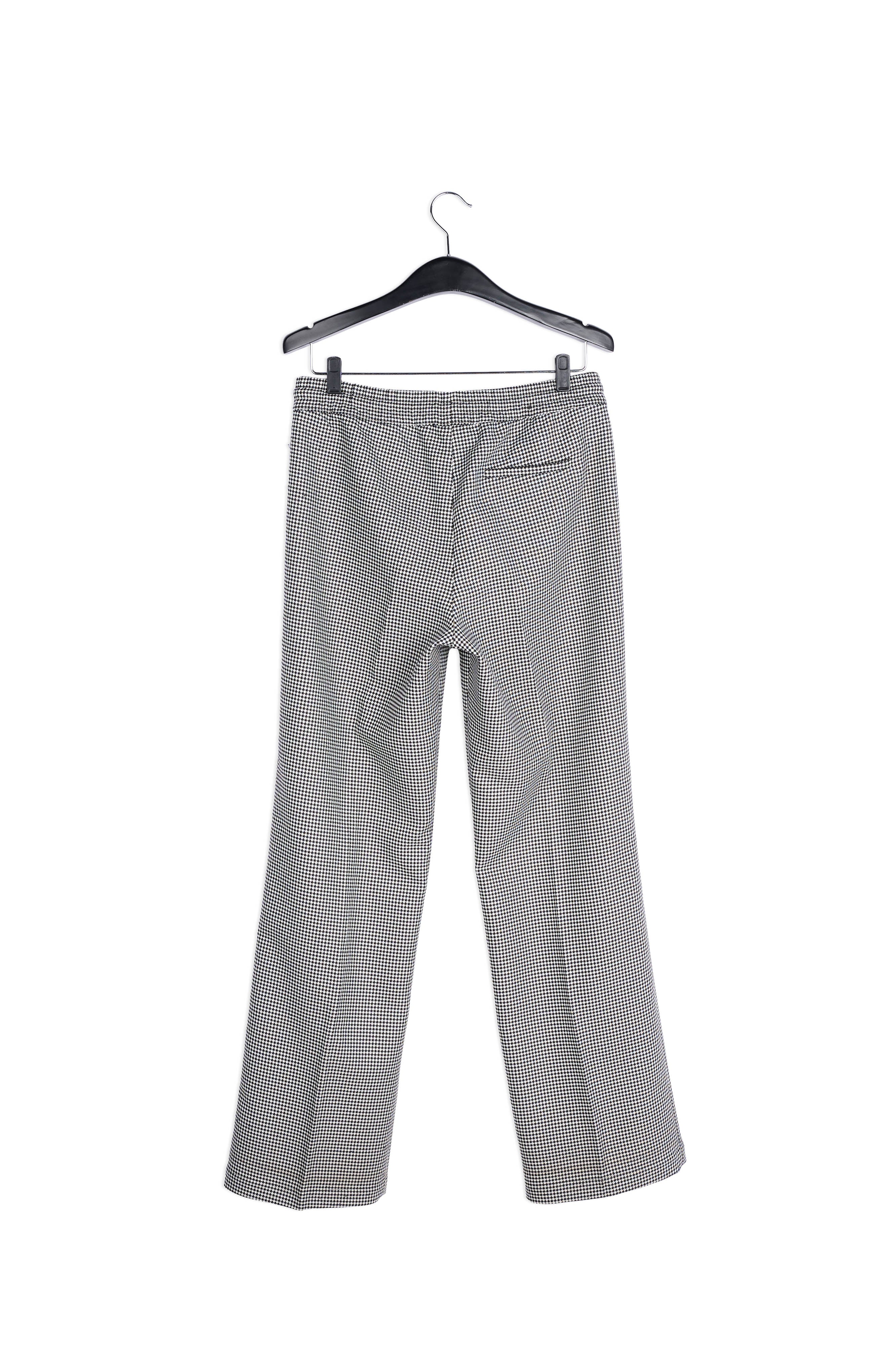 Black and off-white houndstooth pants with drawstring RE—SSENTIEL | Essentiel second hand