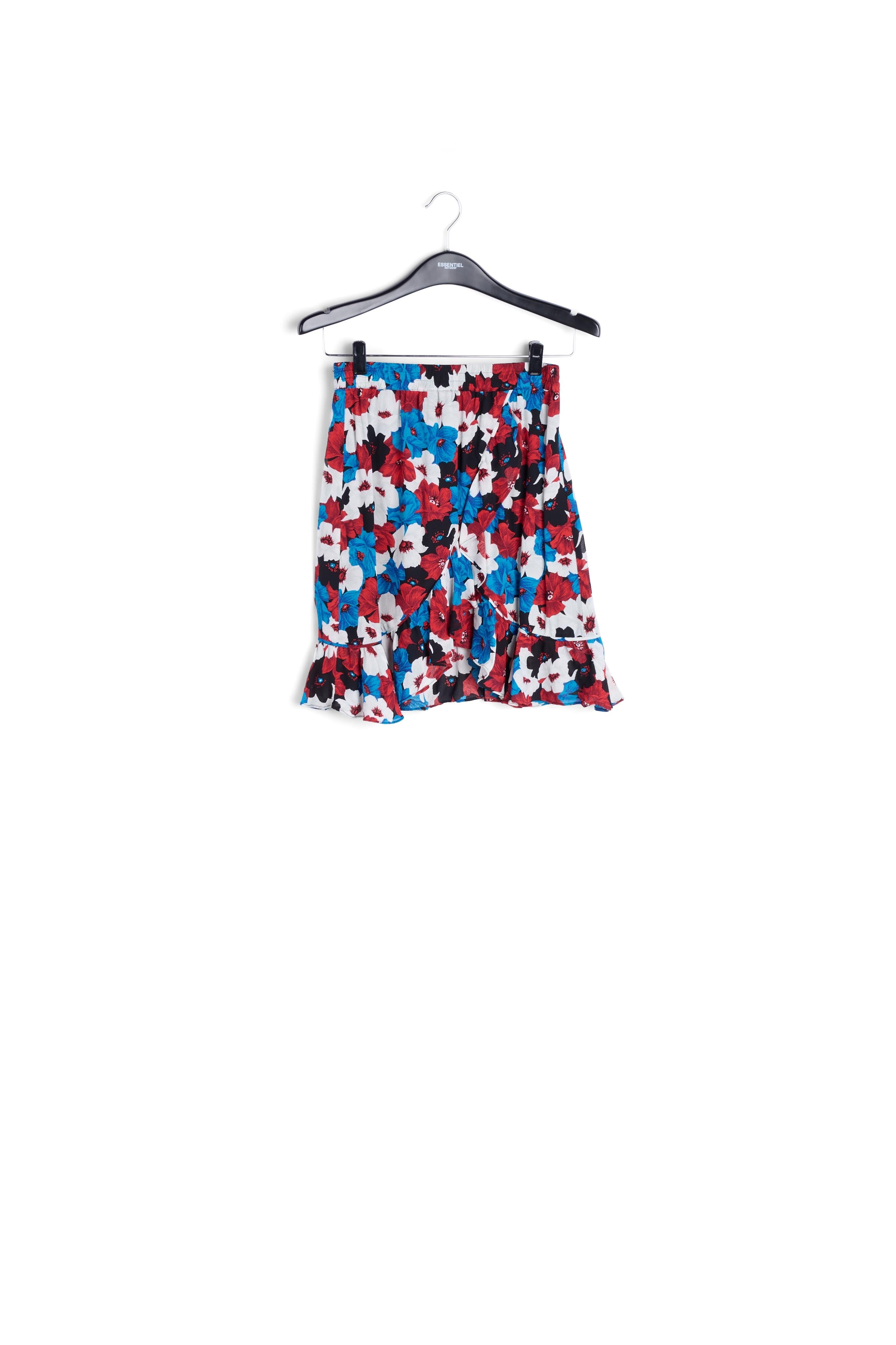 Minijupe portefeuille rouge, bleue et blanche à imprimé floral RE—SSENTIEL | Essentiel second hand