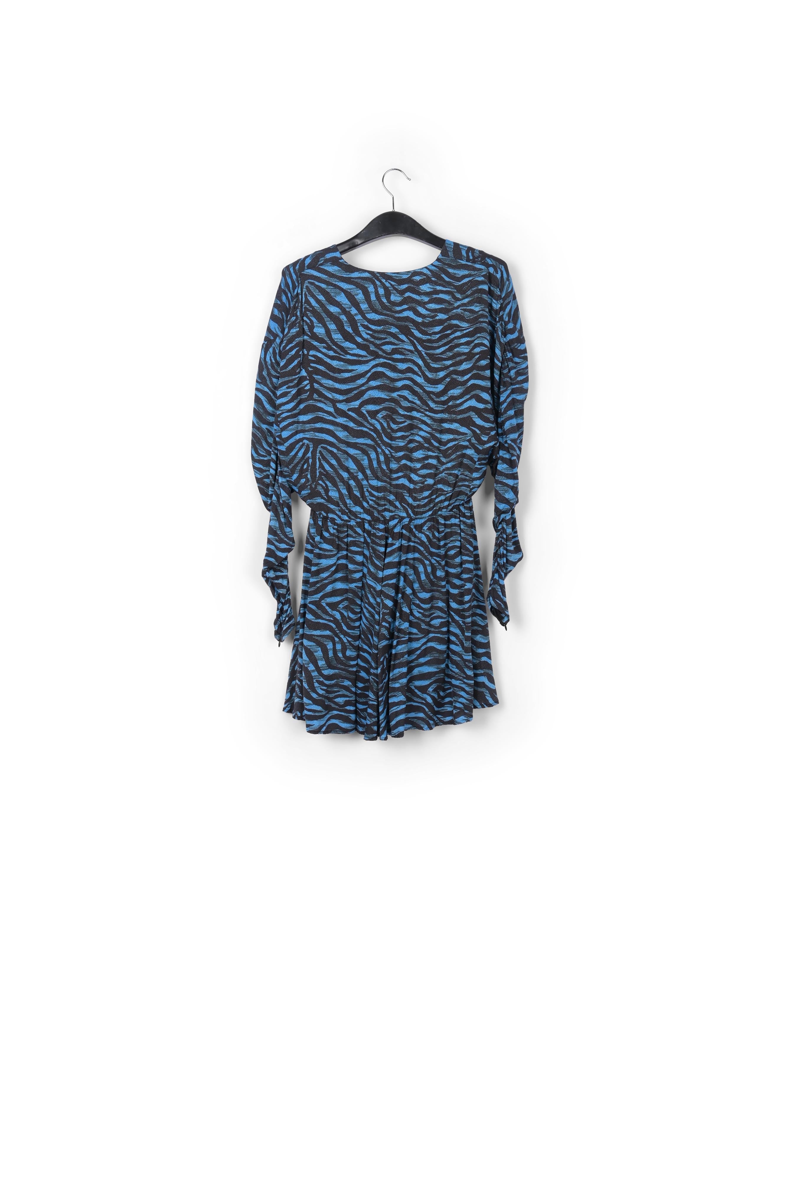 Mini-robe volumineuse zébrée turquoise et noir RE—SSENTIEL | Essentiel second hand