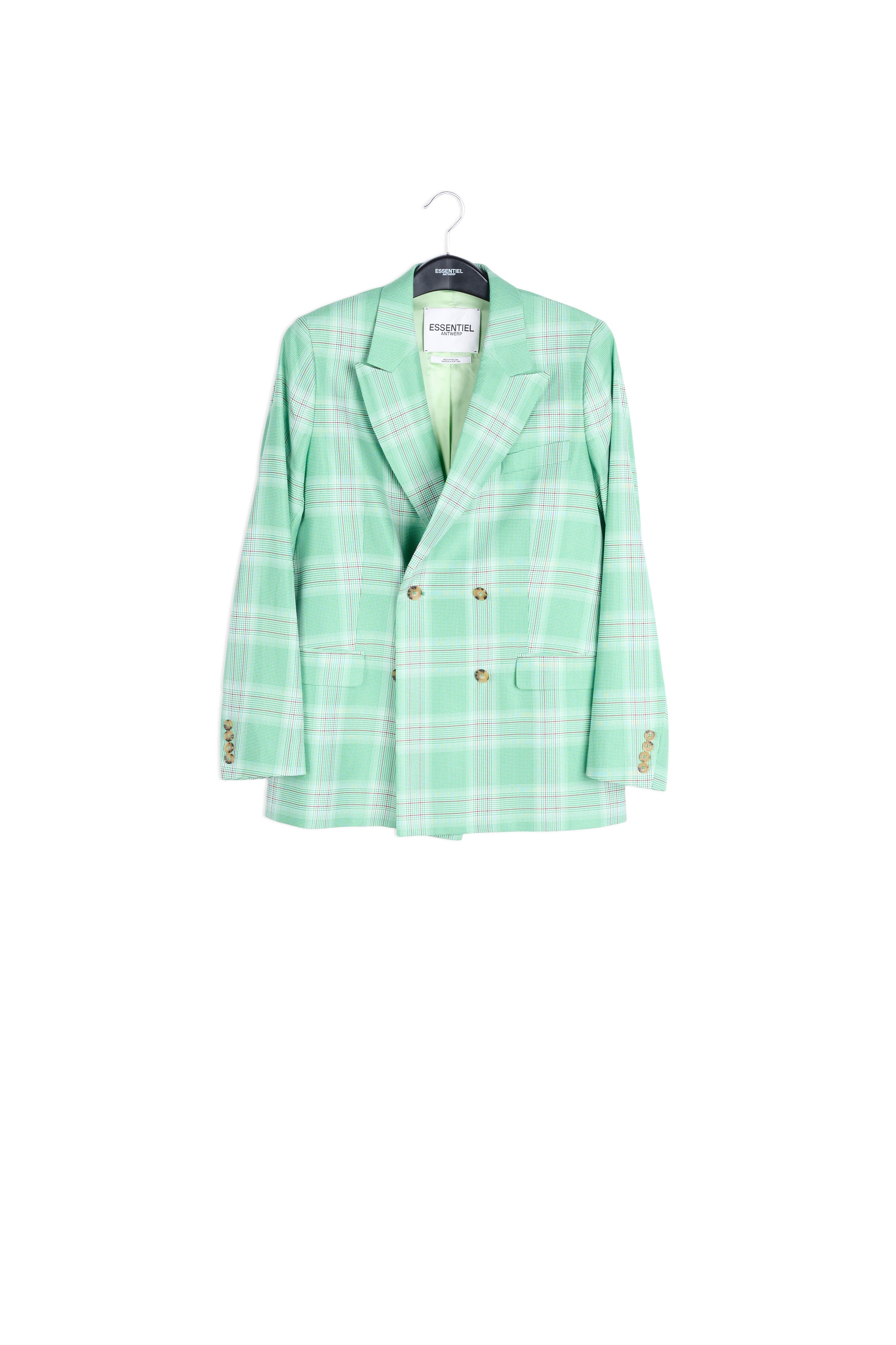 Veste croisée en tartan vert RE—SSENTIEL | Essentiel second hand